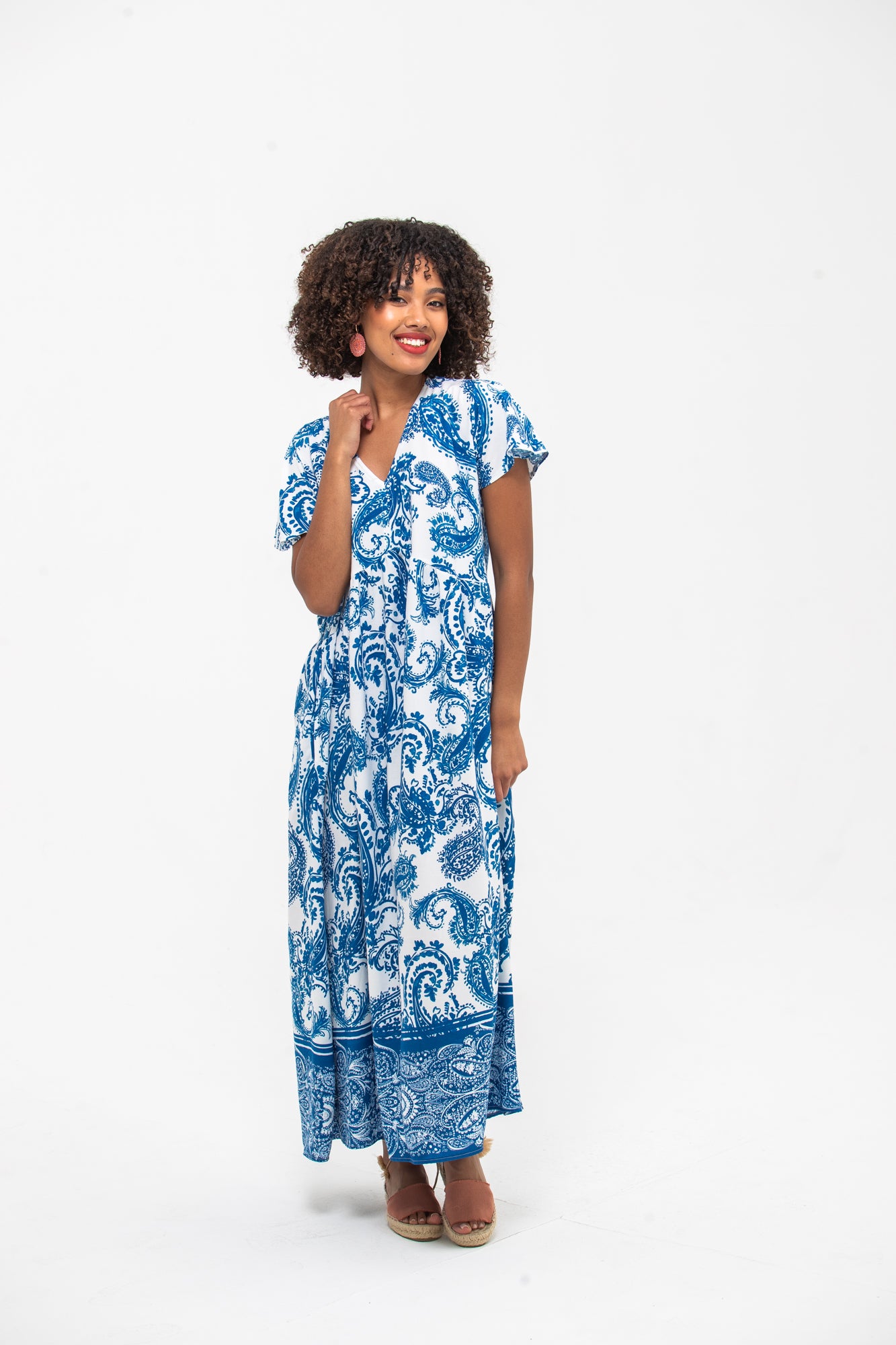 Riveria Dress - Blue Paisley