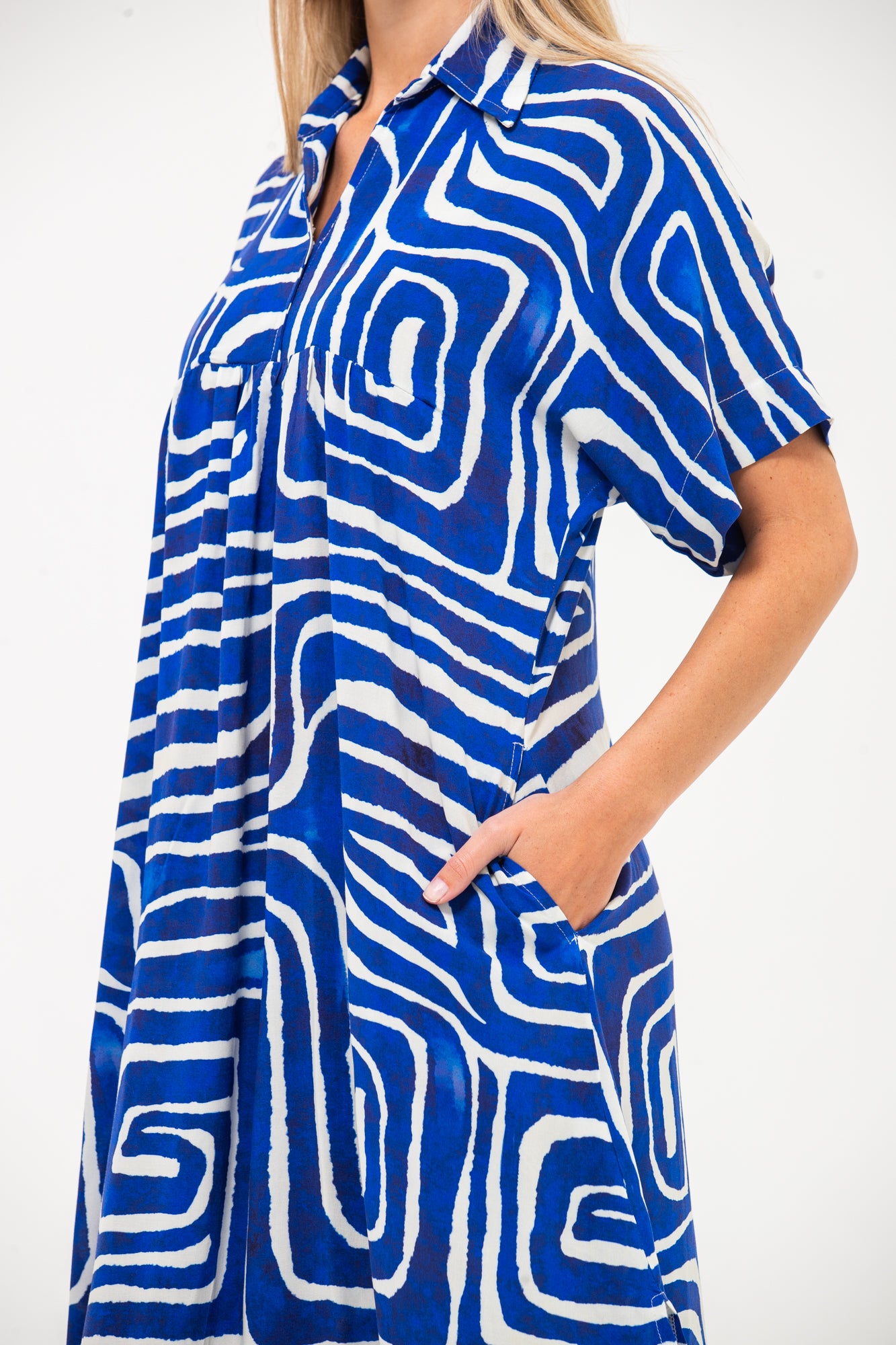 Zanzibar Dress - Navy and White
