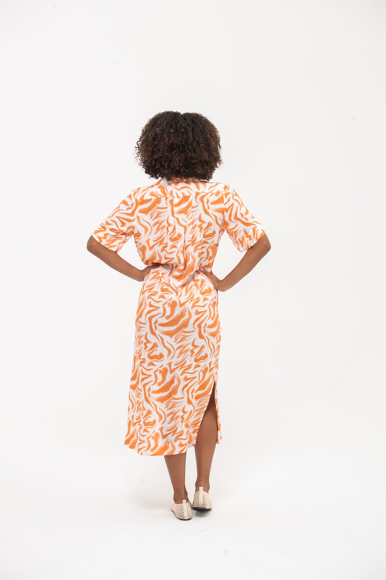 Santorini Pintuck Dress - Coral and White