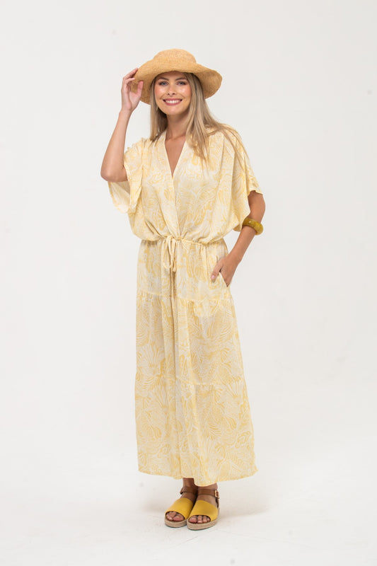 Grace Maxi Dress - Yellow and White
