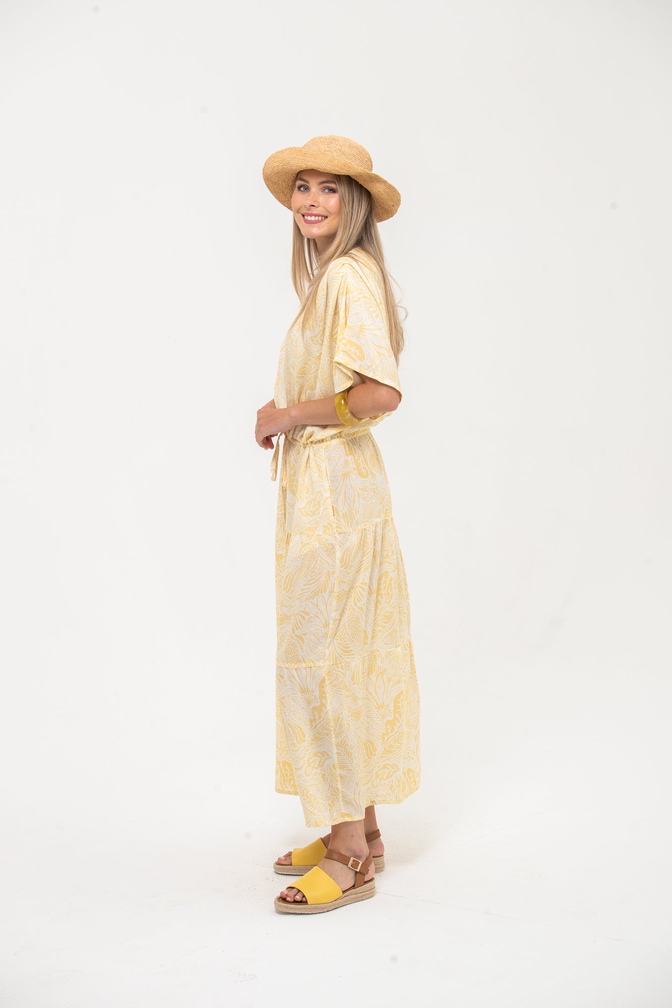 Grace Maxi Dress - Yellow and White