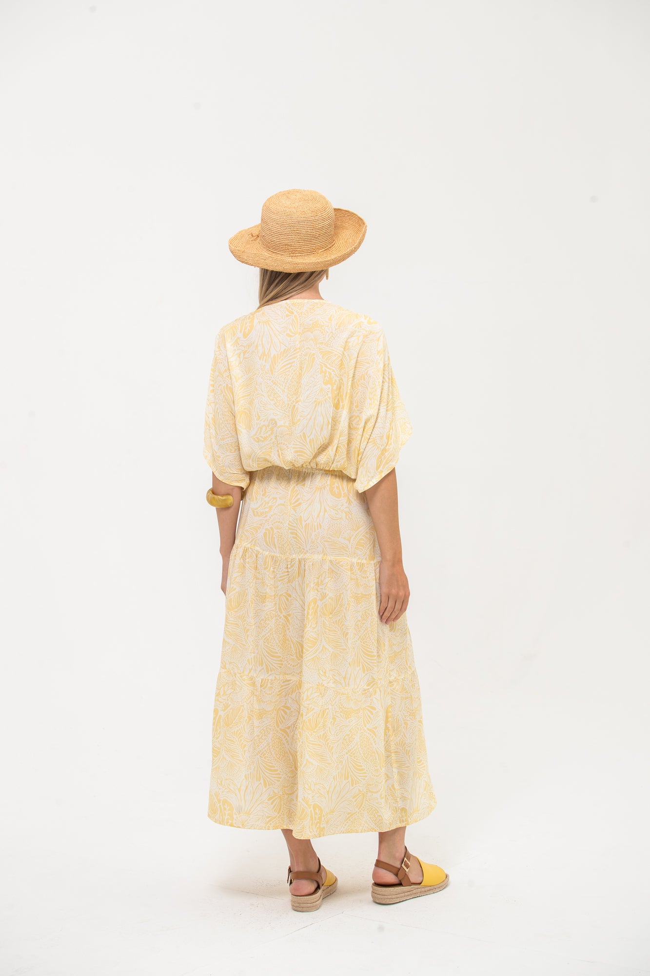 Grace Maxi Dress - Yellow and White