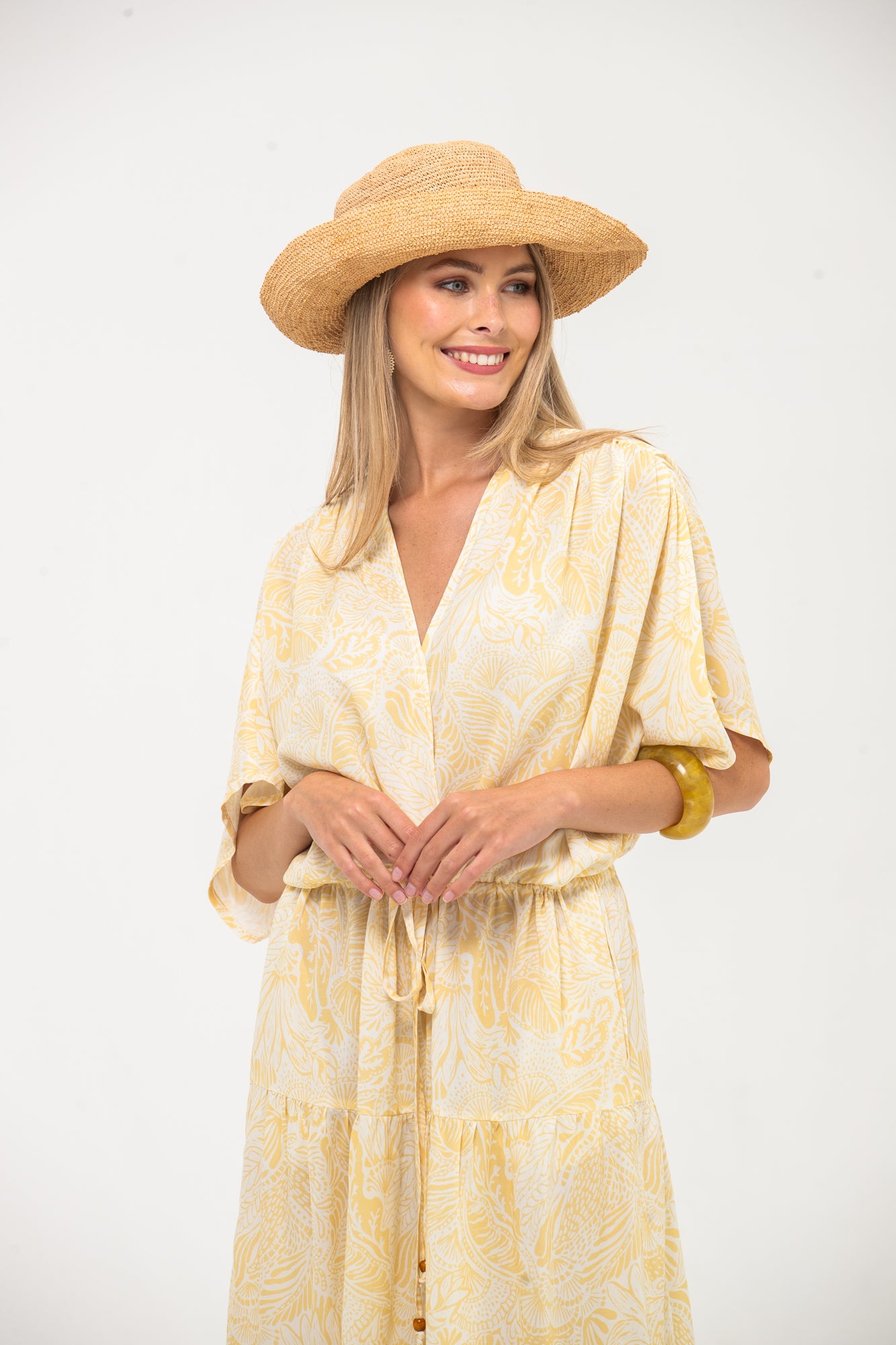 Grace Maxi Dress - Yellow and White