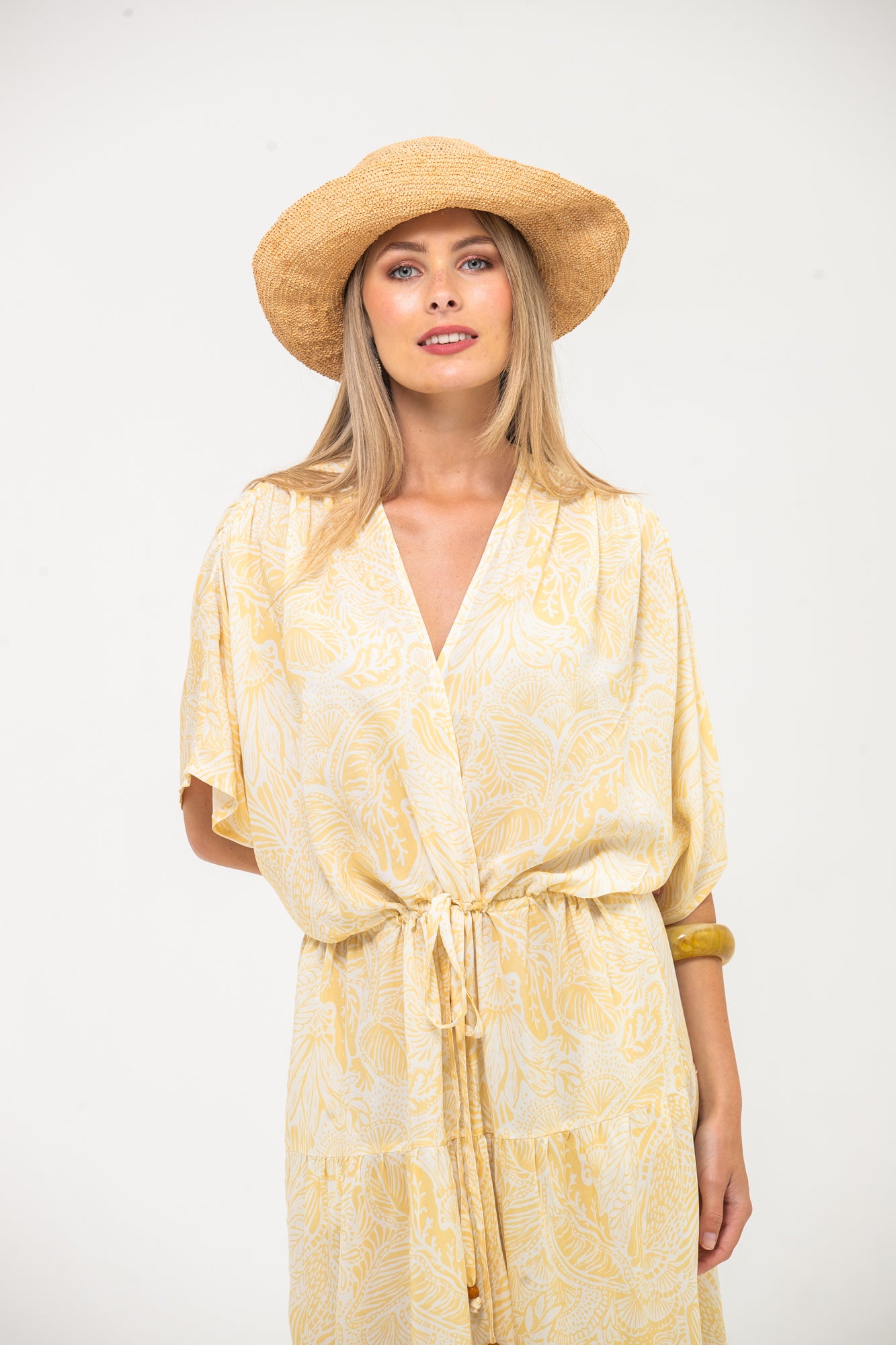 Grace Maxi Dress - Yellow and White