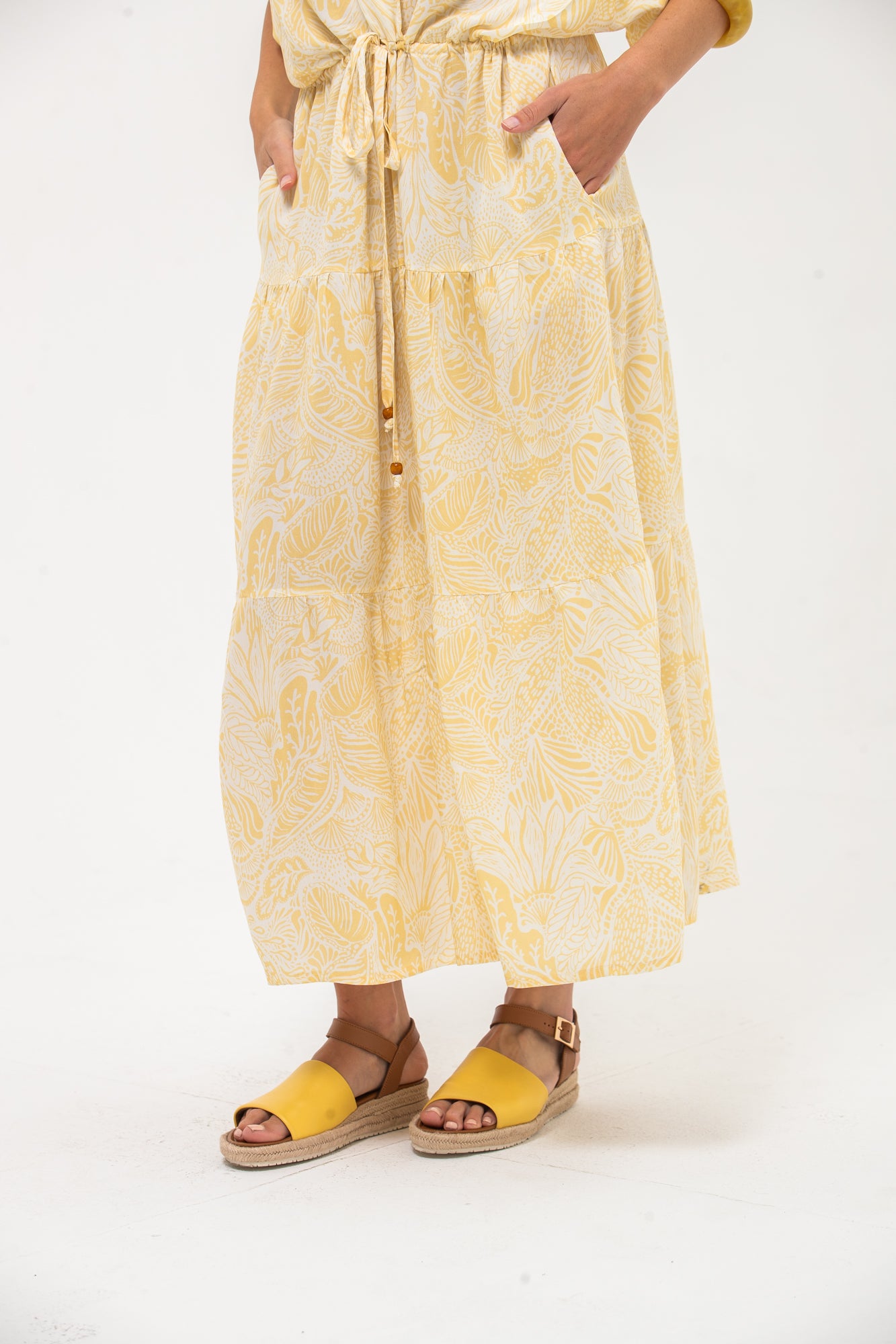 Grace Maxi Dress - Yellow and White