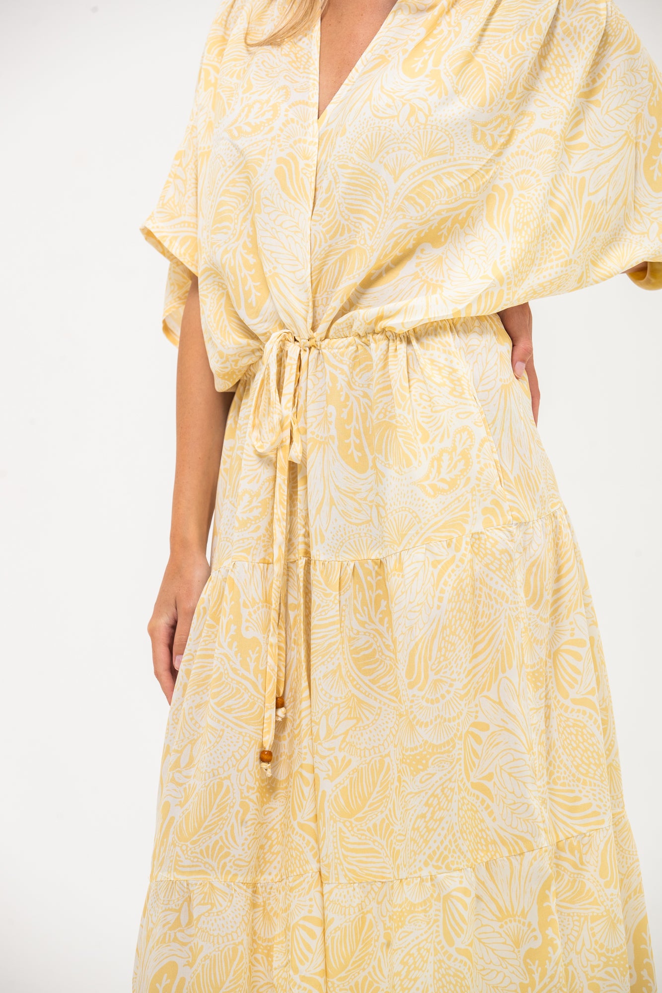 Grace Maxi Dress - Yellow and White