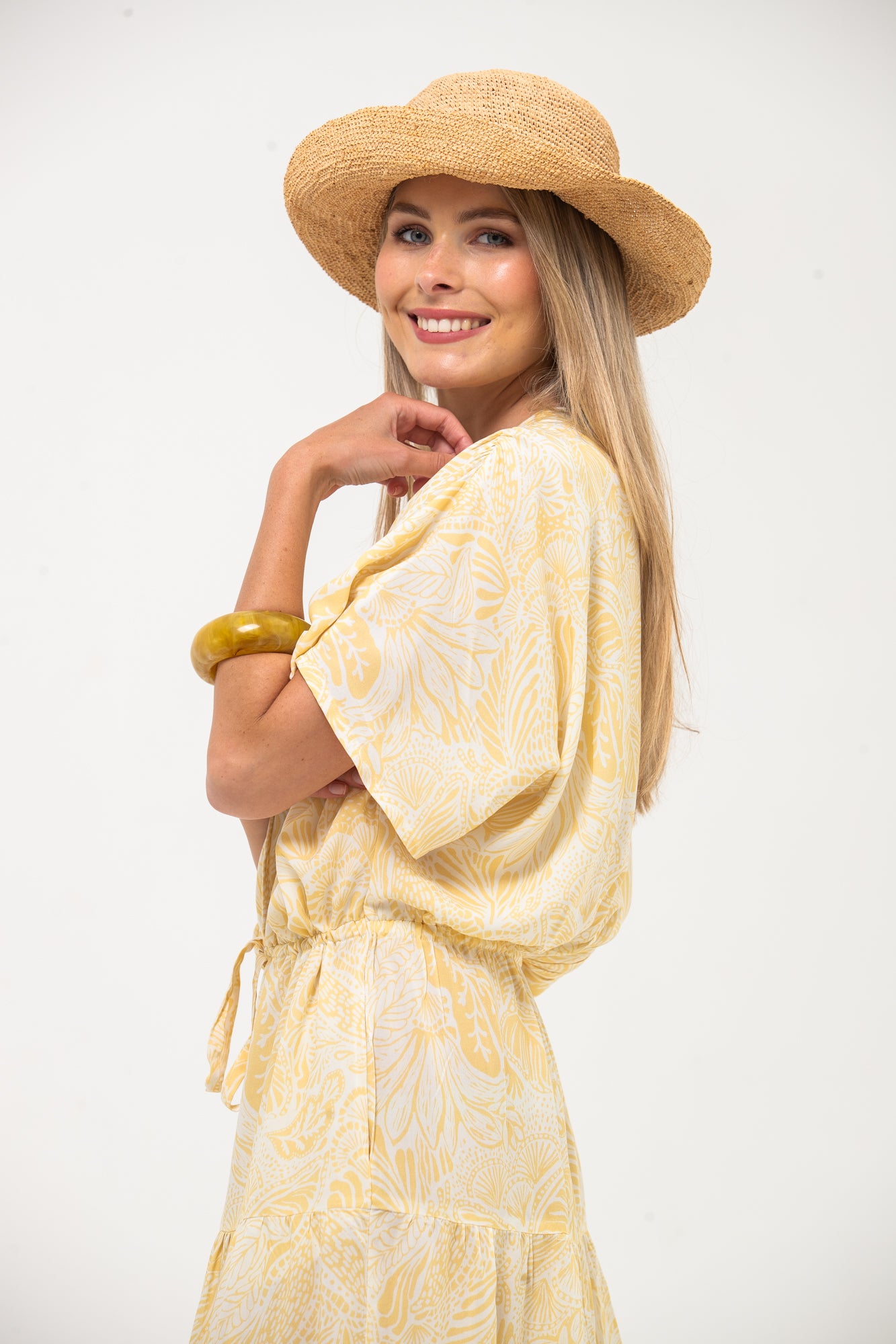Grace Maxi Dress - Yellow and White