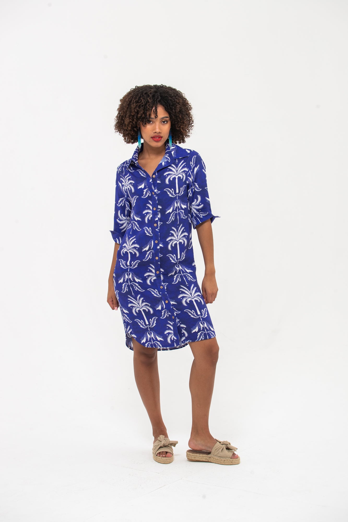 Nina Shirt Dress - Blue & White