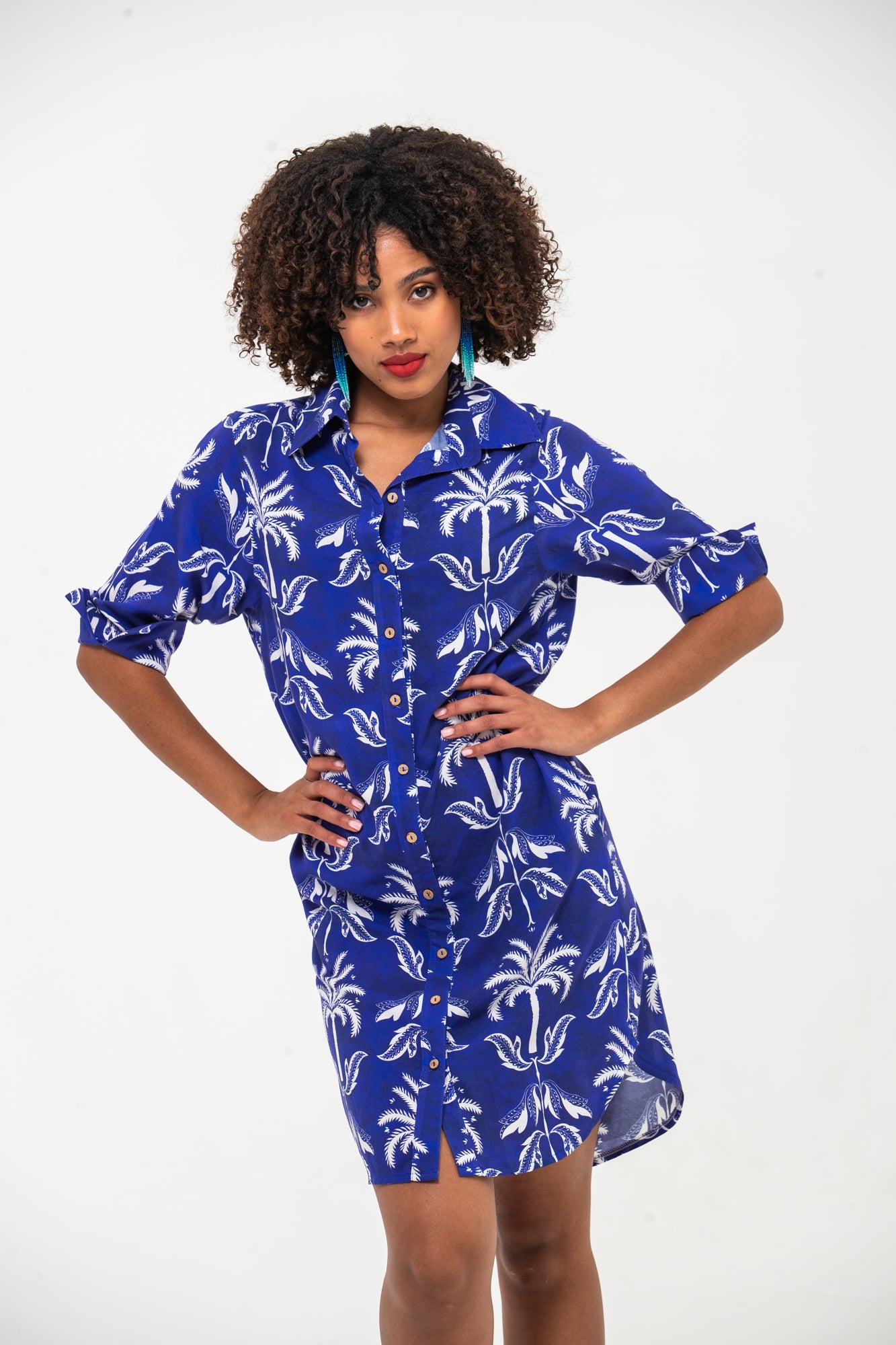 Nina Shirt Dress - Blue & White