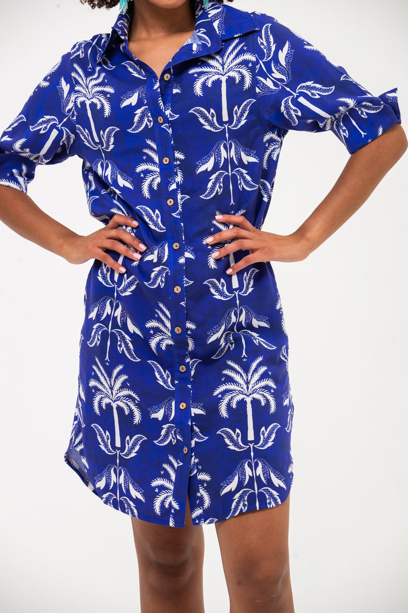 Nina Shirt Dress - Blue & White