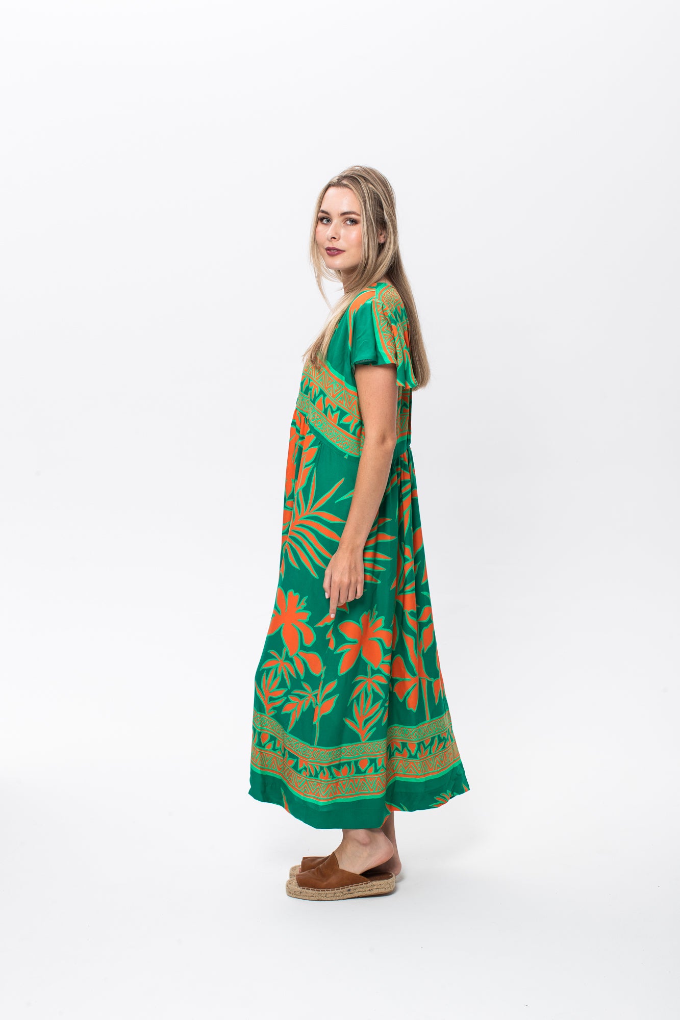 Riveria Dress - Green and Orange