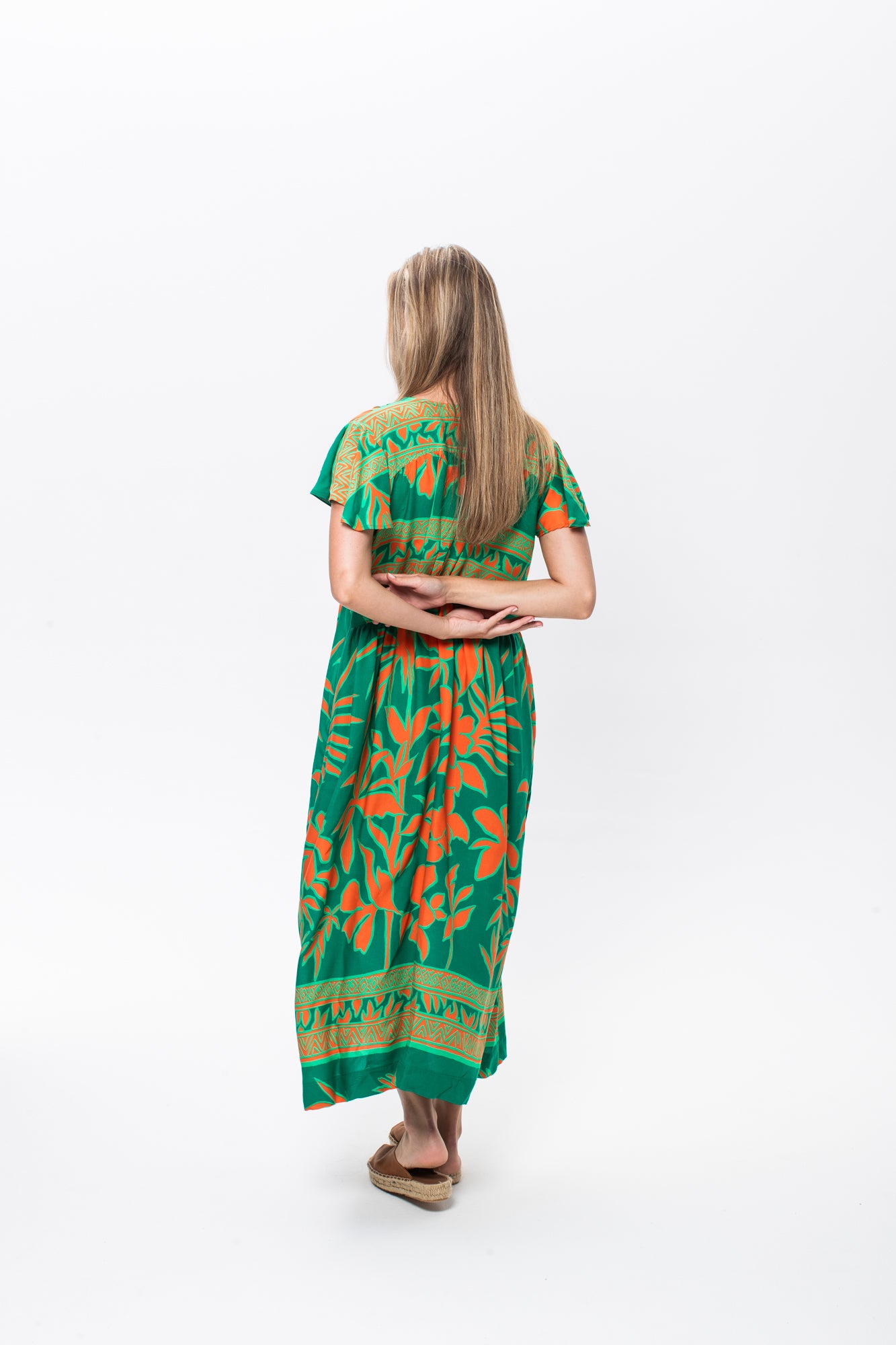 Riveria Dress - Green and Orange