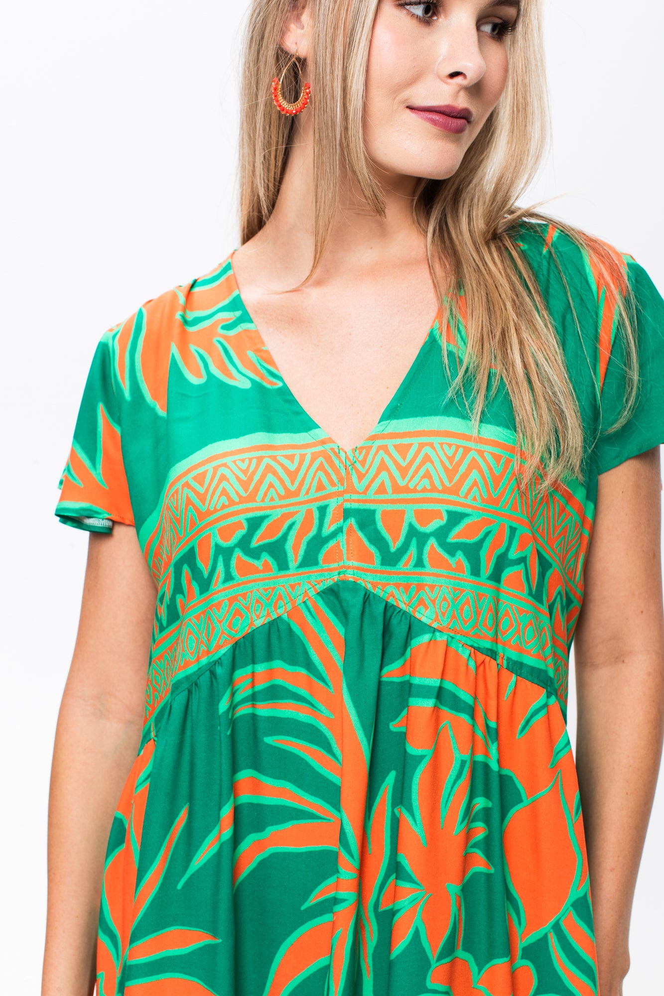 Riveria Dress - Green and Orange