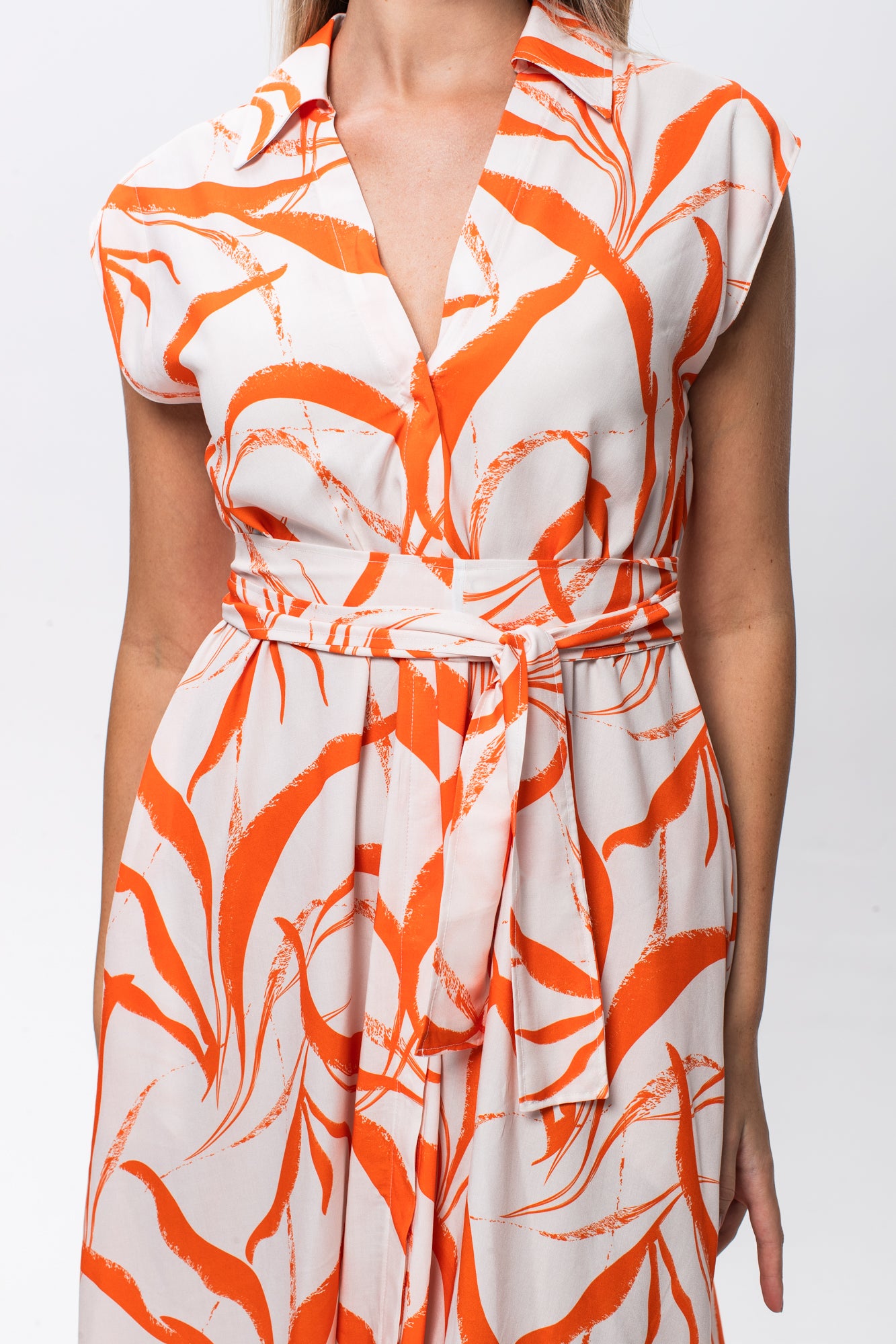 Cabo Dress - Orange and White