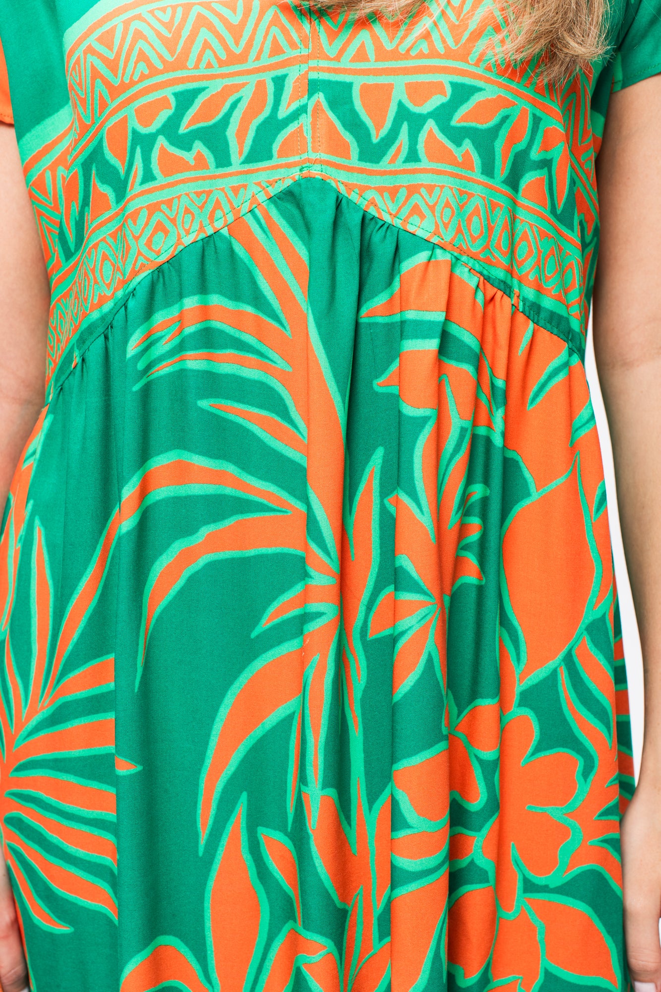 Riveria Dress - Green and Orange