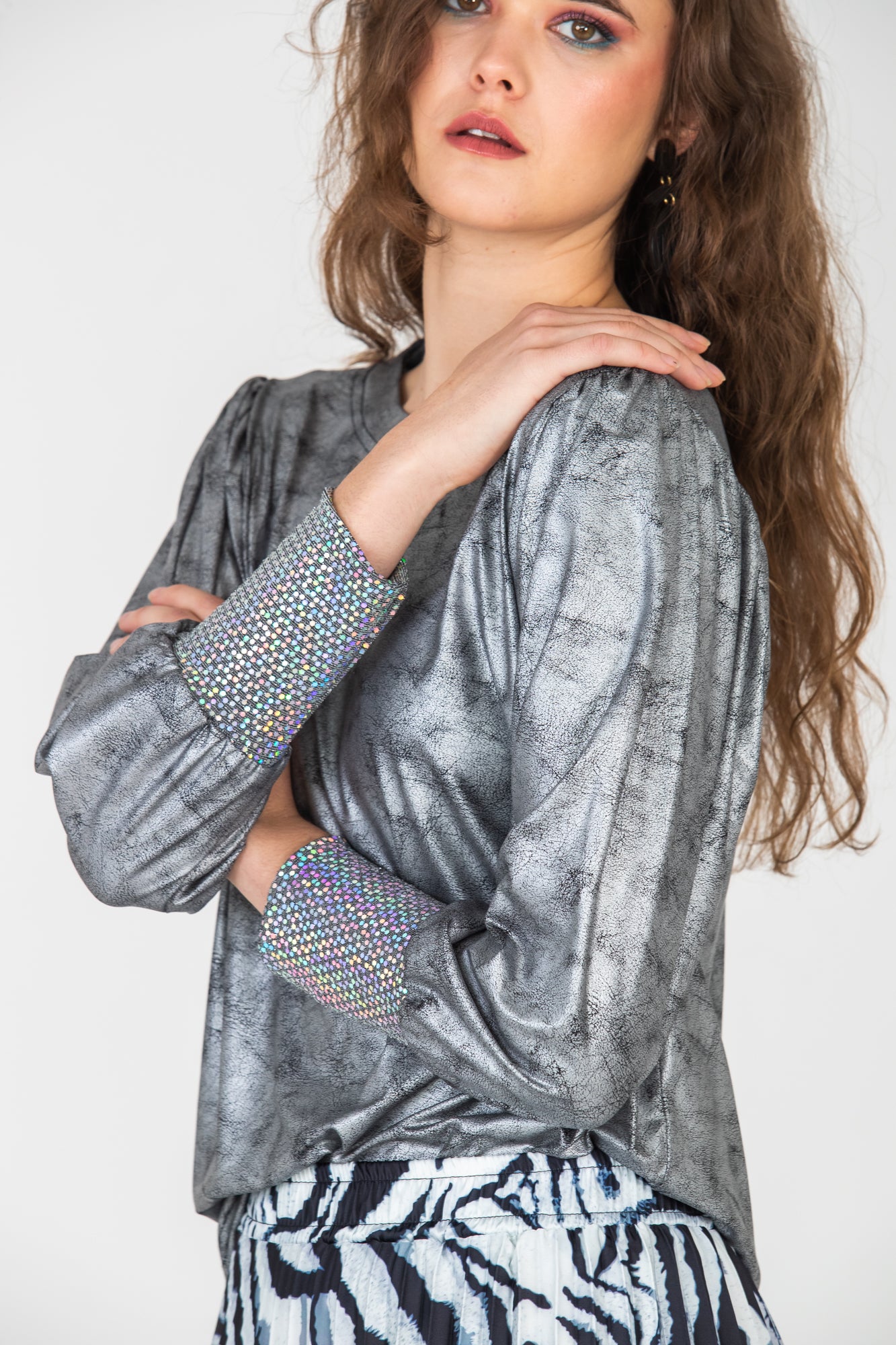 Paros Winter Puff Tee - Silver & Sequins