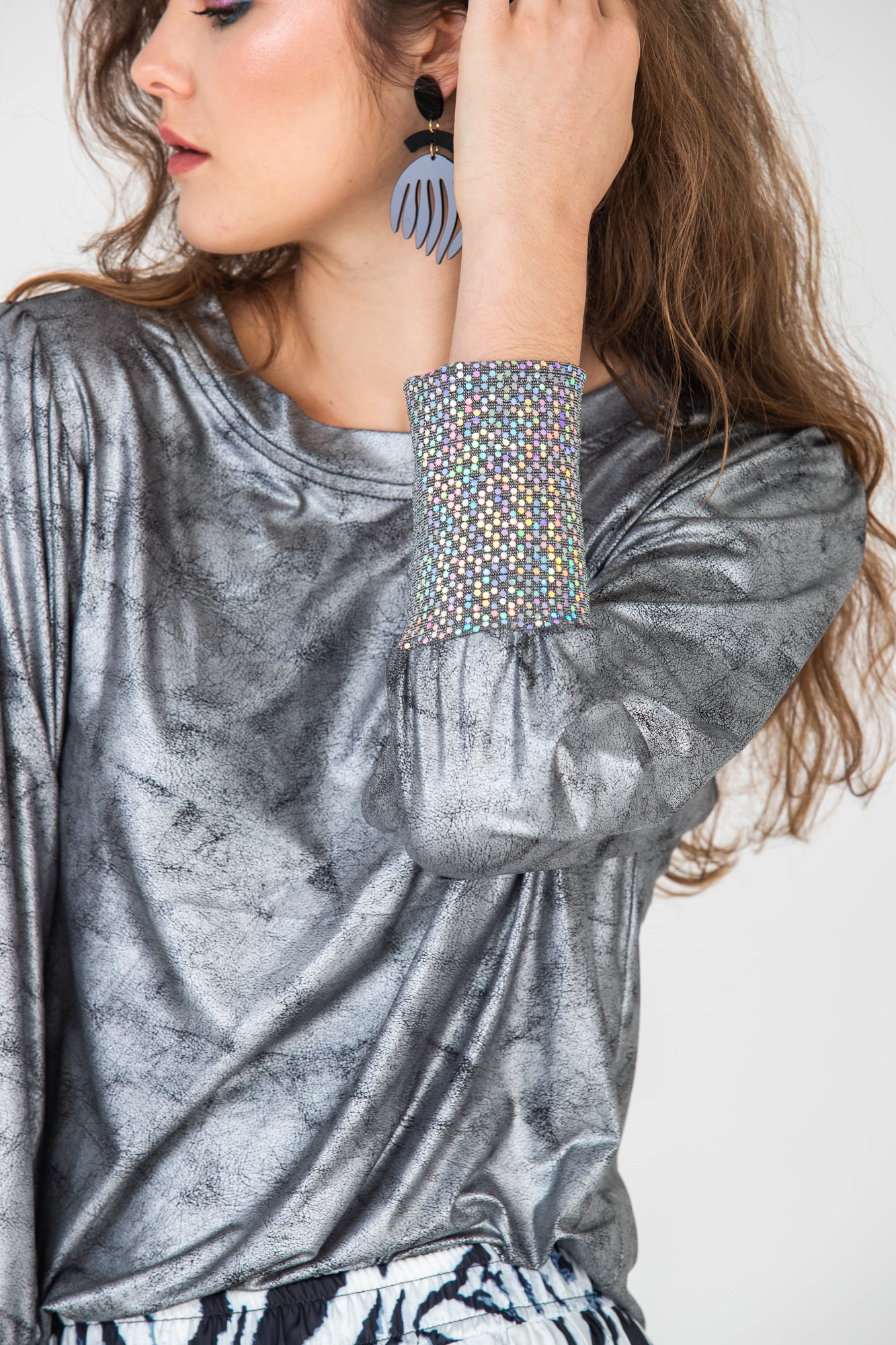 Paros Winter Puff Tee - Silver & Sequins