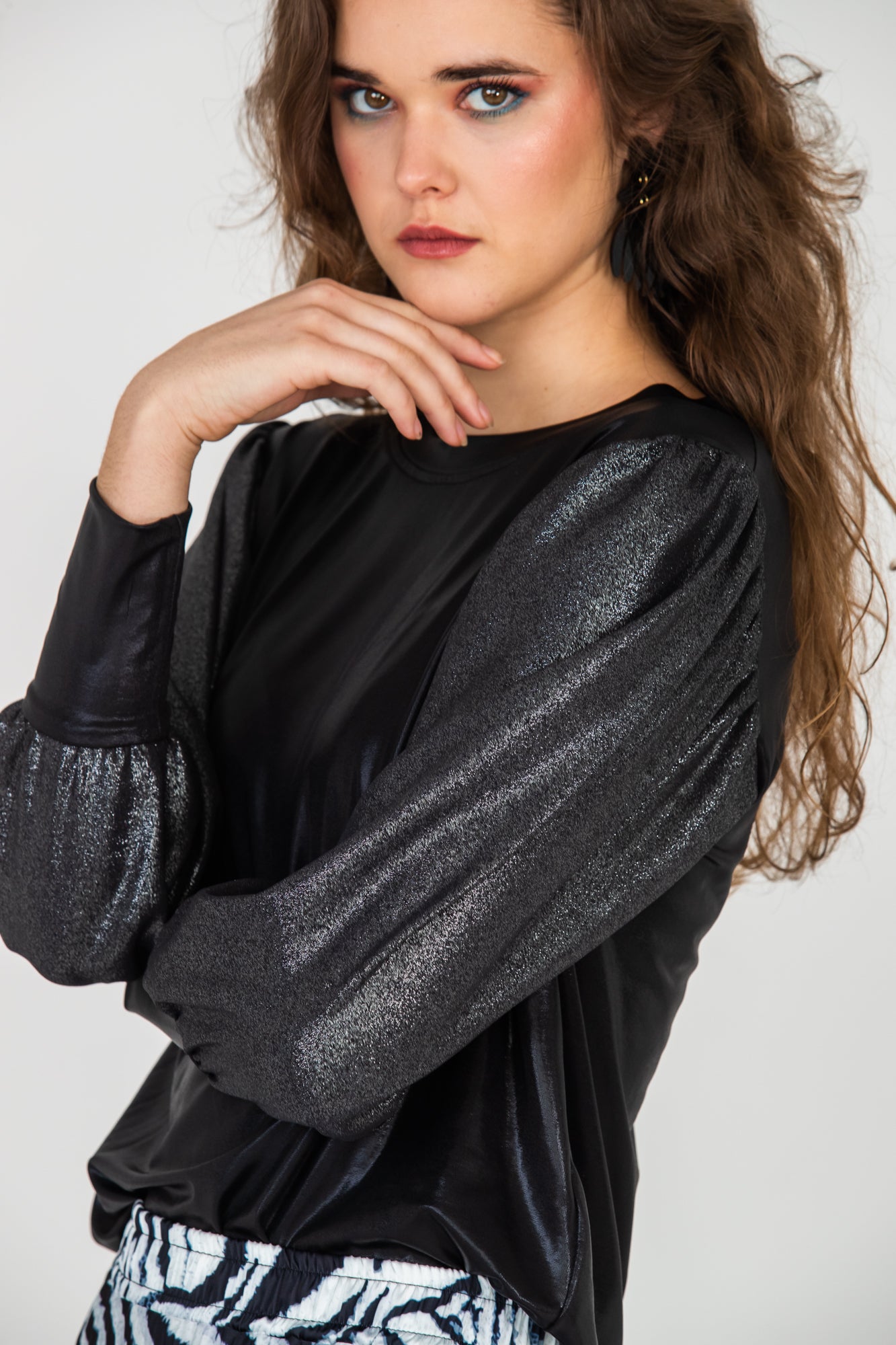 Paros Winter Puff Tee - Black Shimmer
