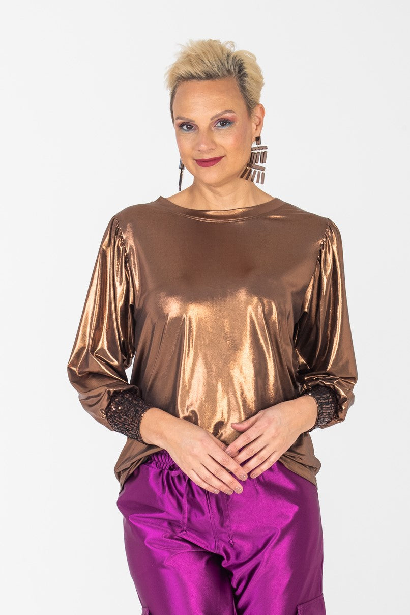 Paros Winter Puff Tee - Bronze & Sequins