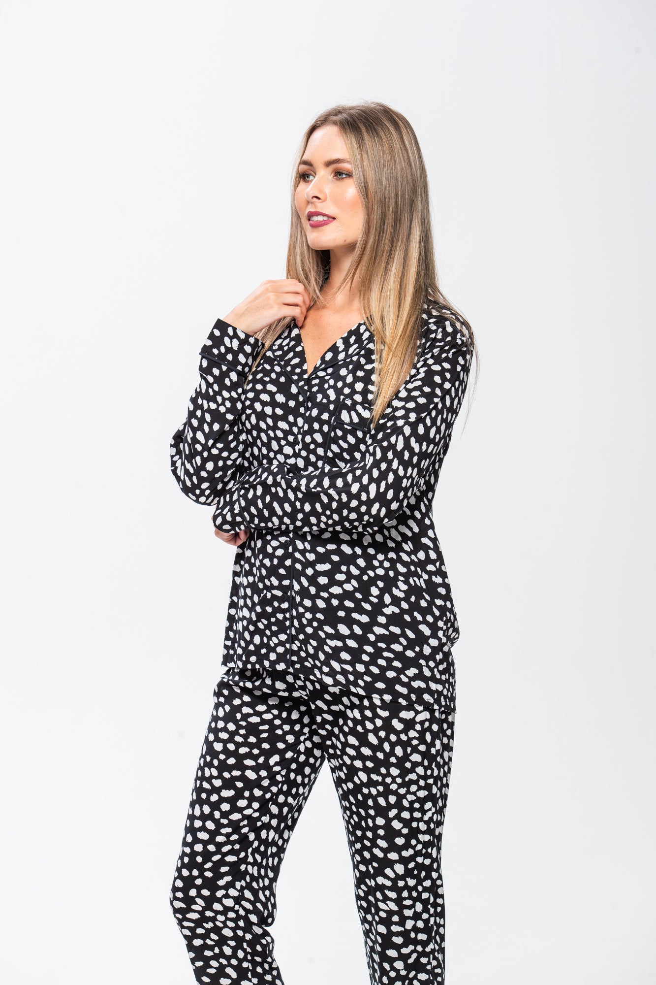 Long Pyjama Set - Black and White
