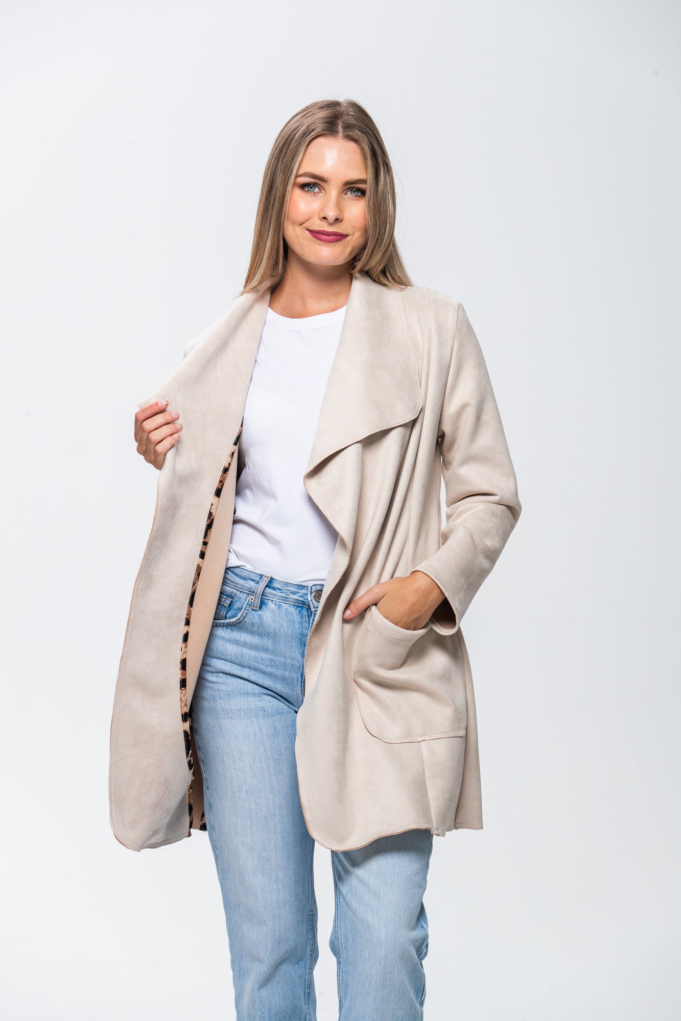 Kate Waterfall Coat - Creme