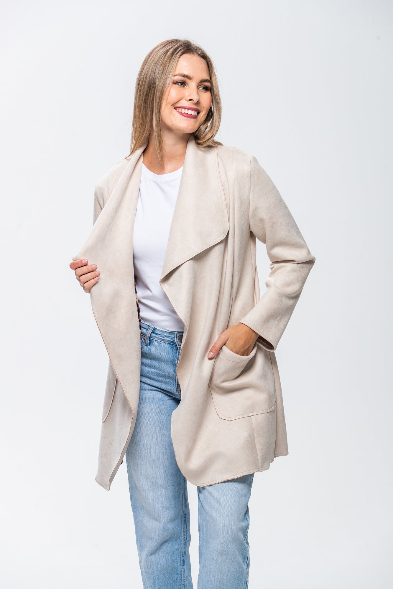 Kate Waterfall Coat - Creme