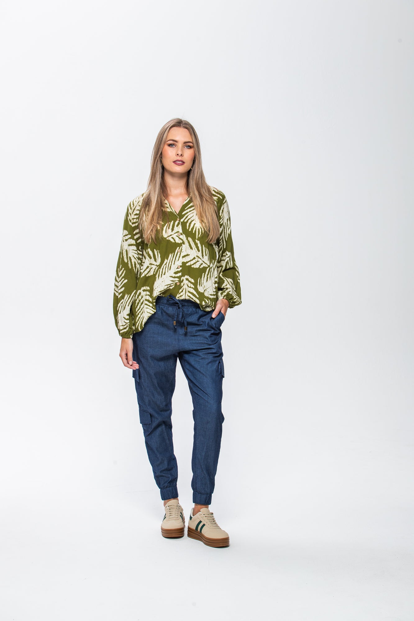 Emma Winter Shirt - Green & Creme