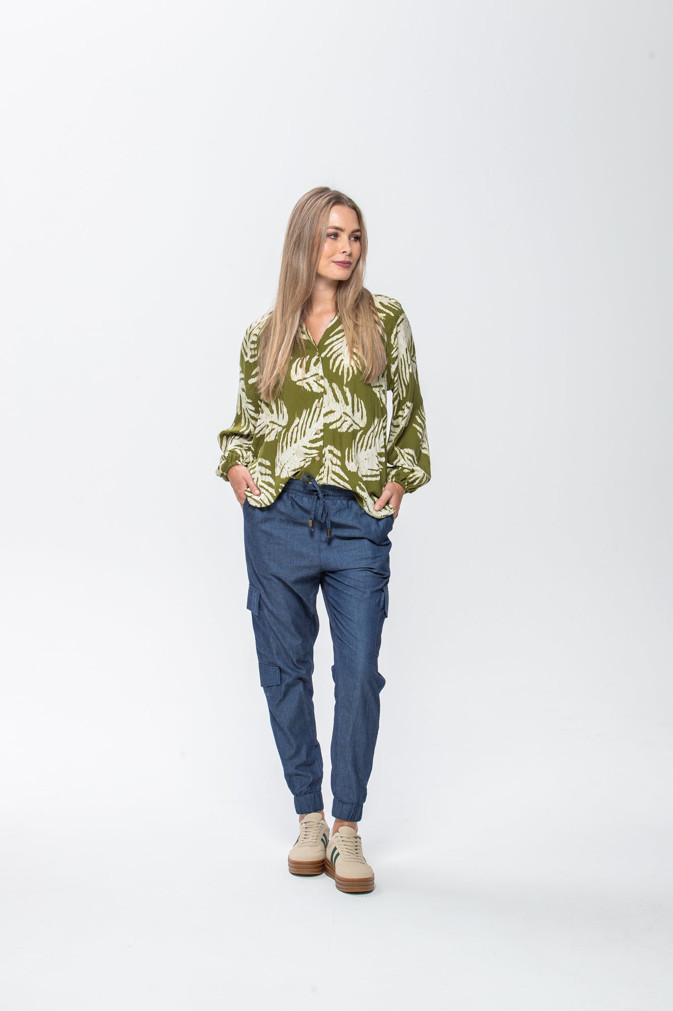 Emma Winter Shirt - Green & Creme