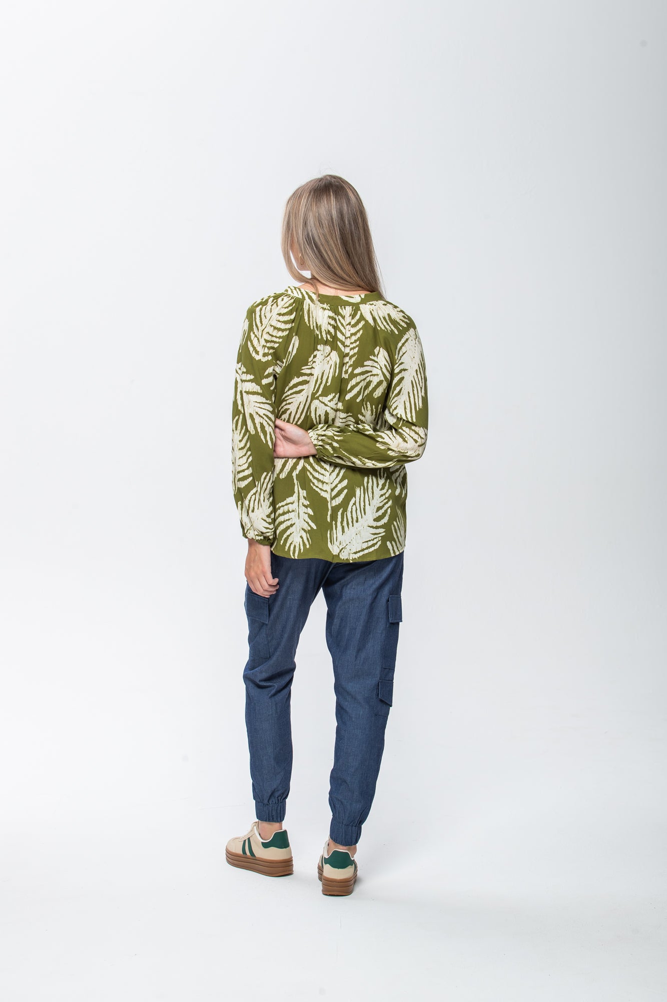 Emma Winter Shirt - Green & Creme