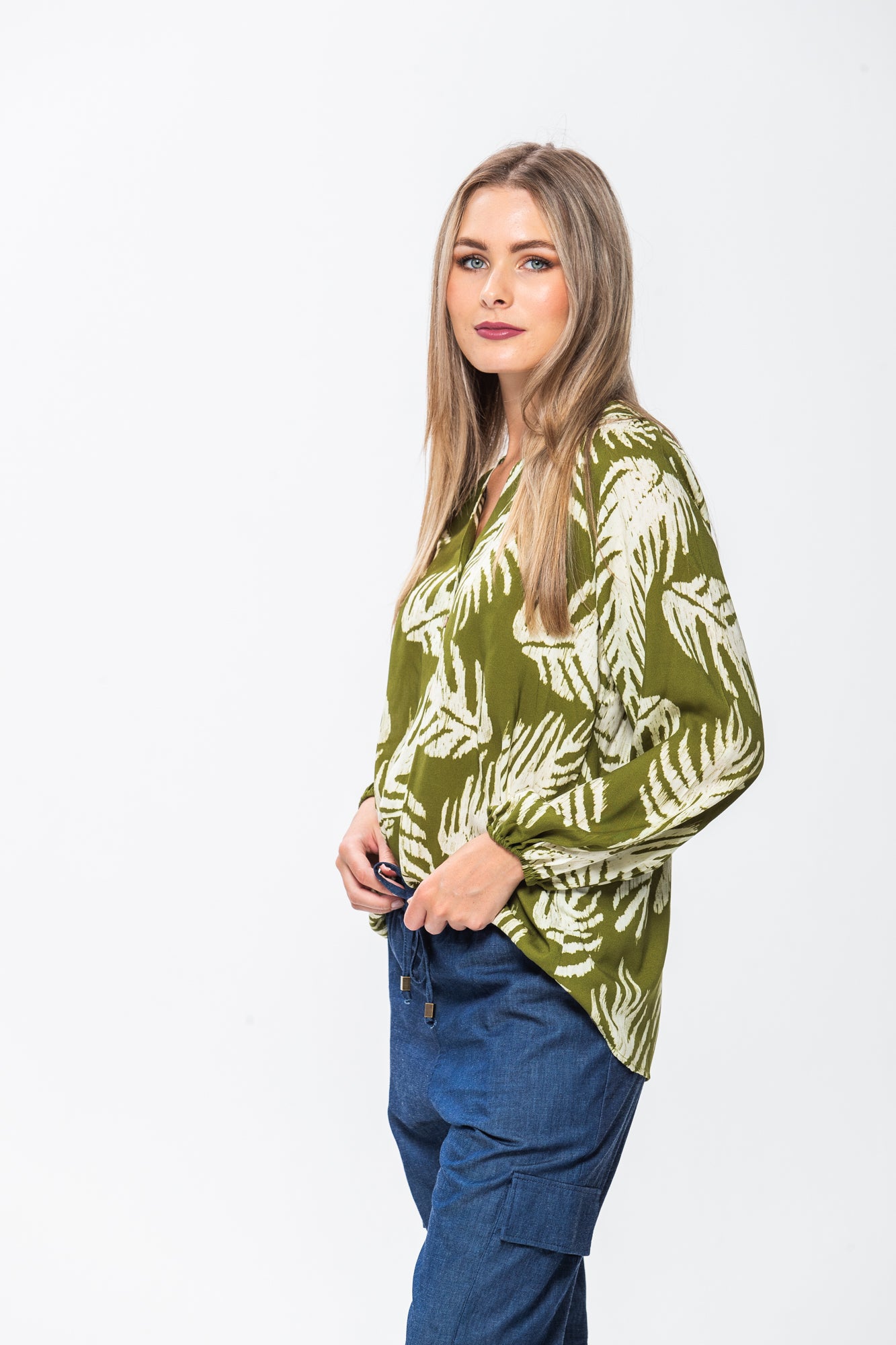 Emma Winter Shirt - Green & Creme
