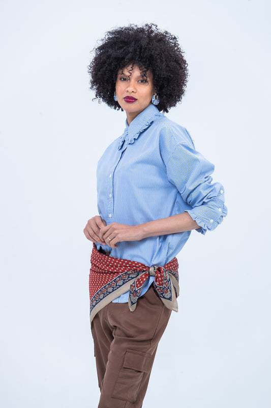 Claire Shirt - Blue and White Stripe