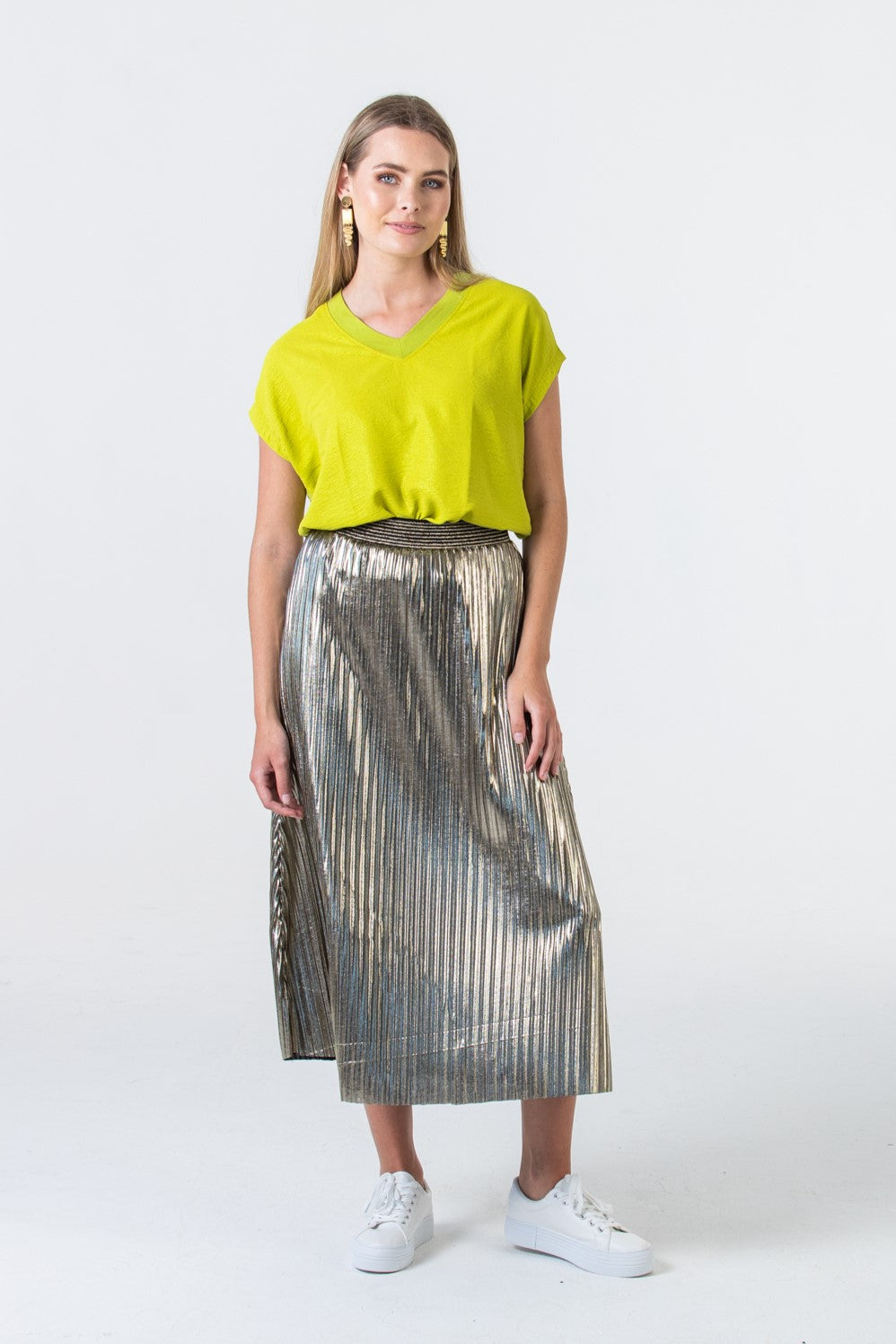 Lisbon pleated skirt - Metallic Gold
