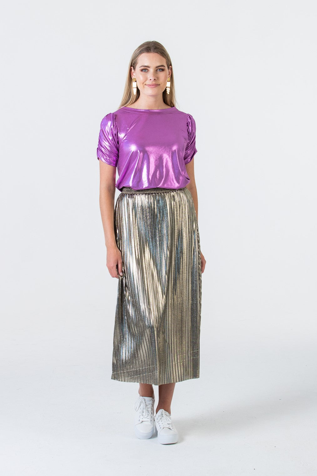 Lisbon pleated skirt - Metallic Gold