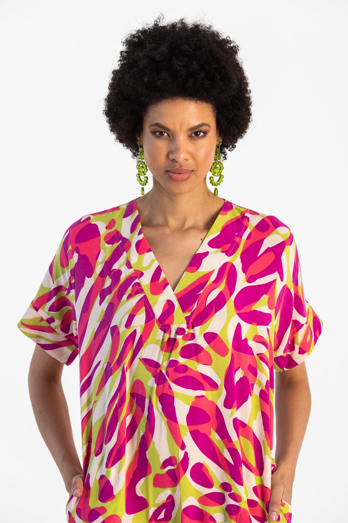 Electra Kaftan - Pink and Green