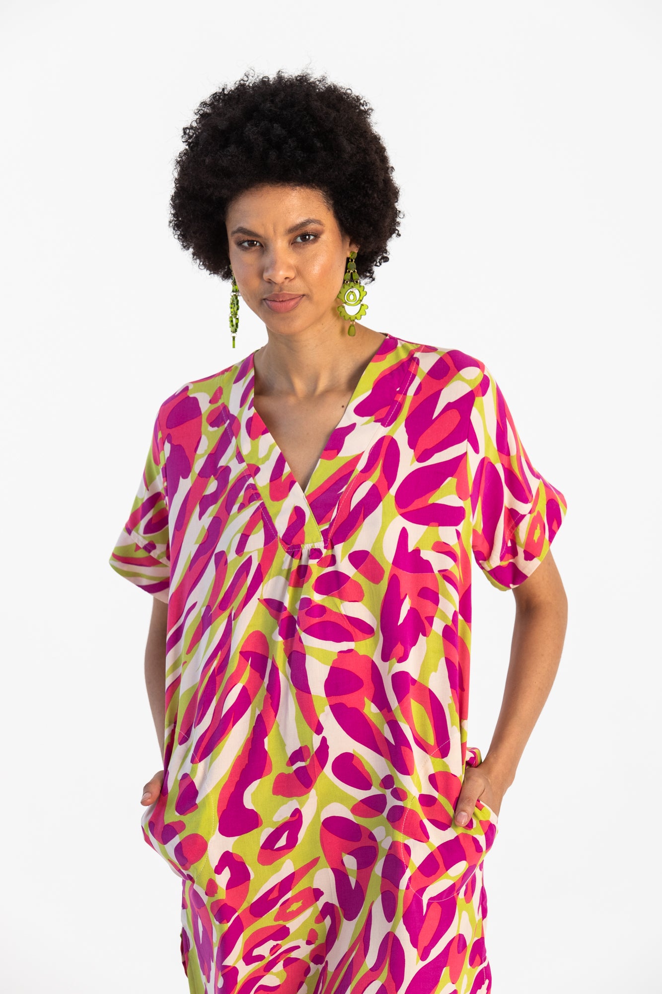 Electra Kaftan - Pink and Green
