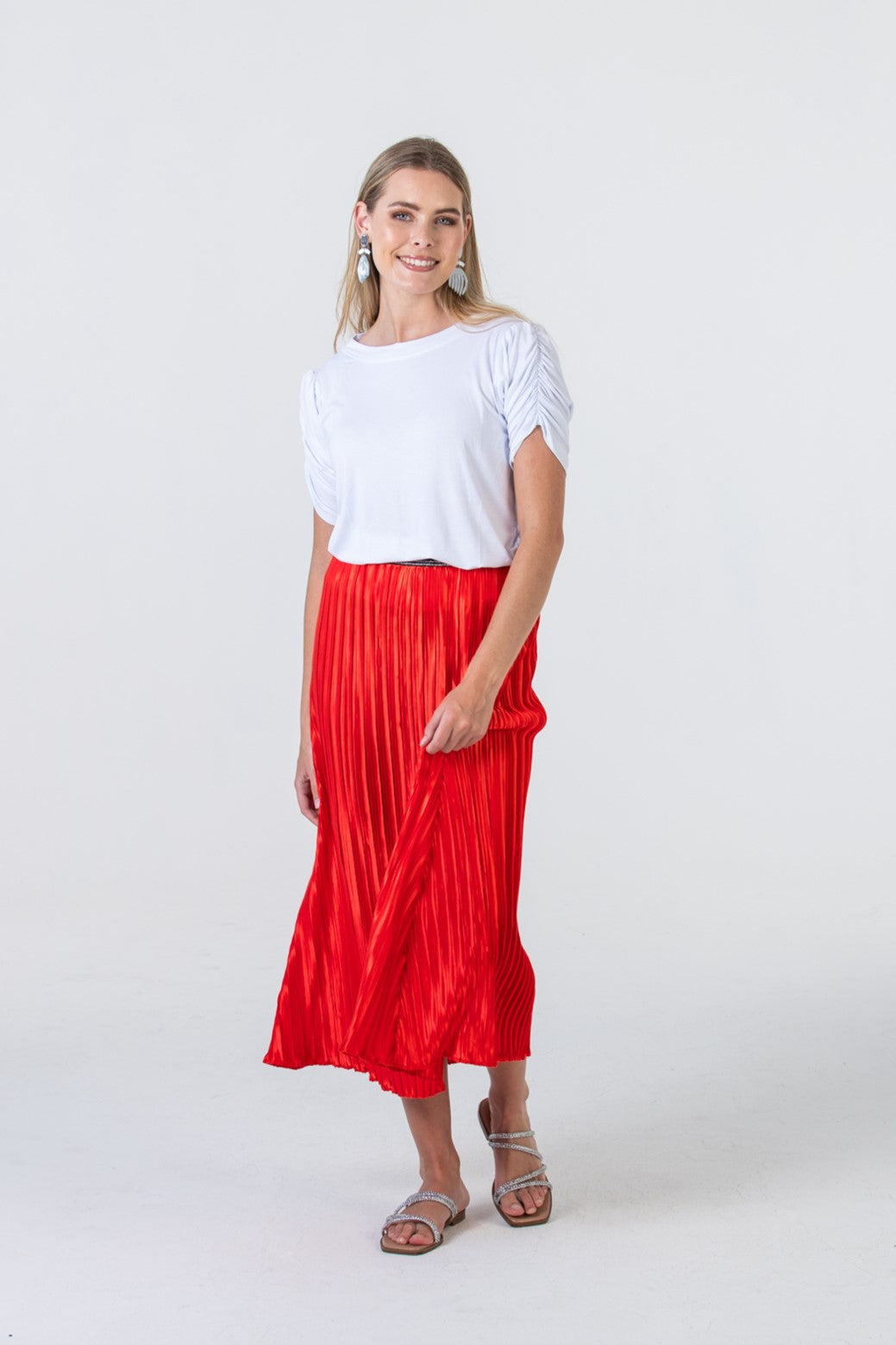 Lisbon pleated skirt - Cherry Orange