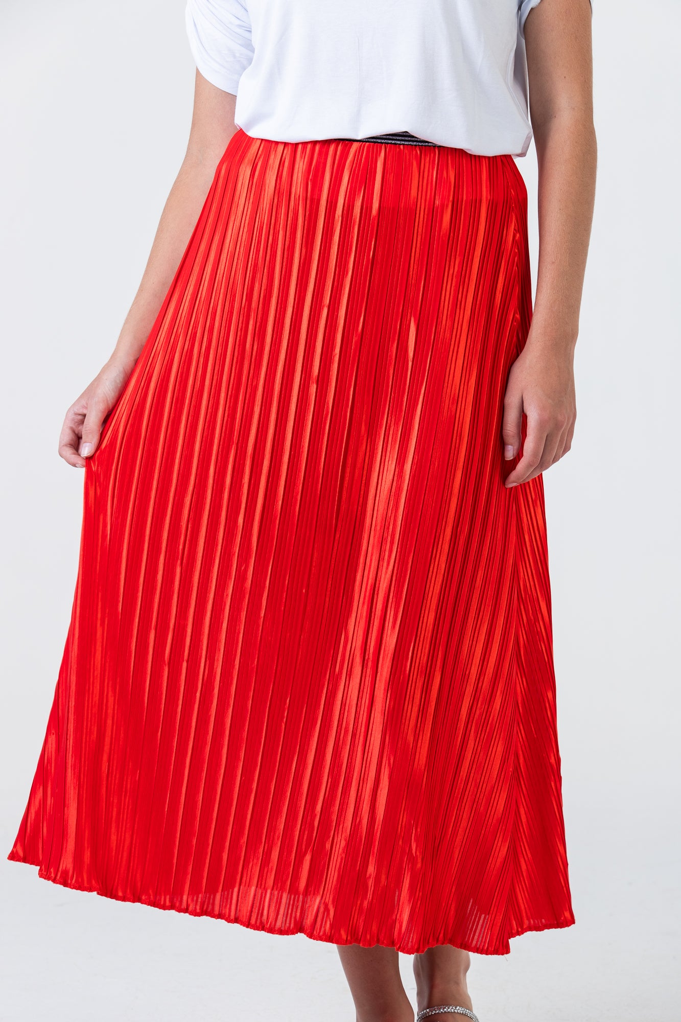 Lisbon pleated skirt - Cherry Orange
