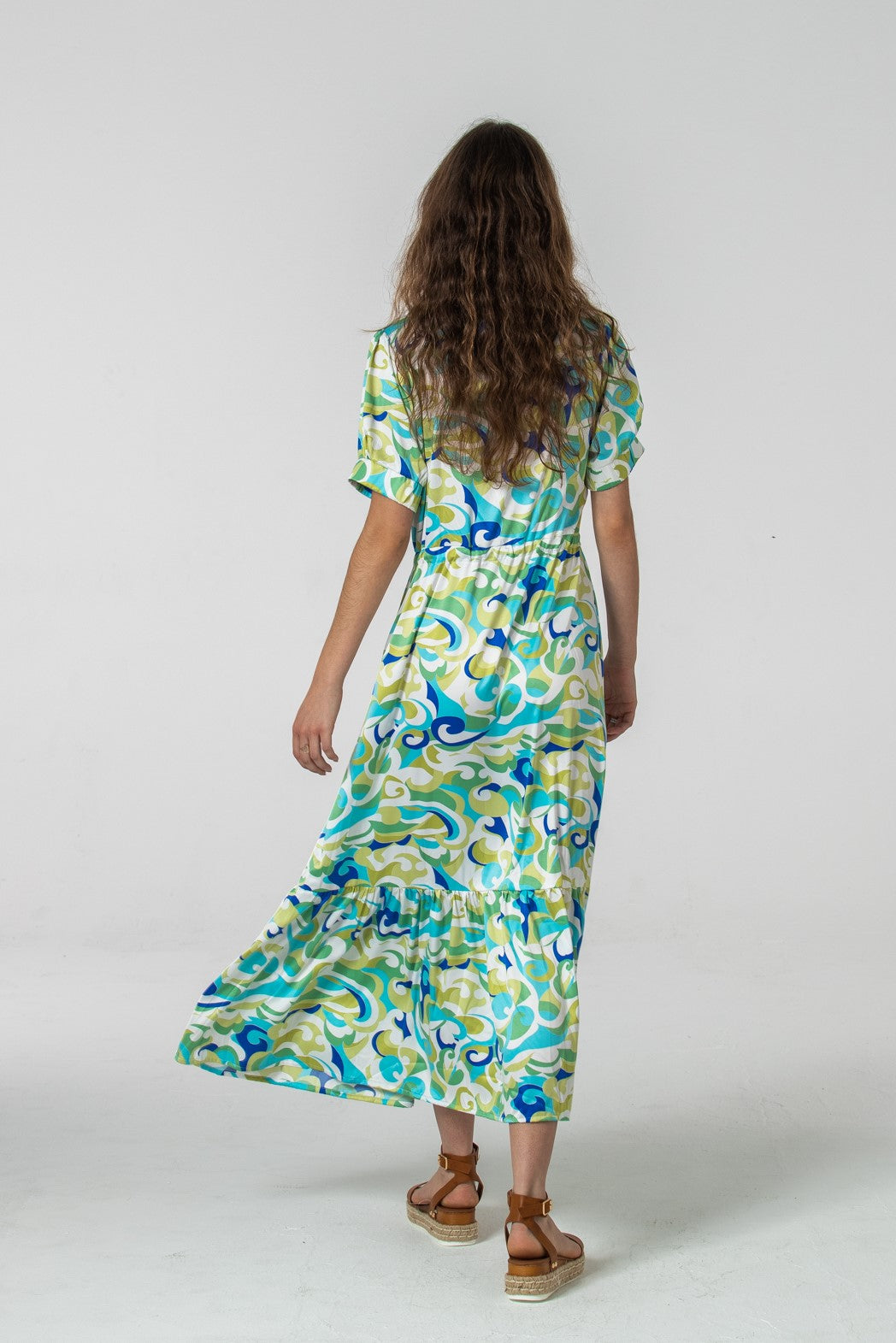 Malaga Dress - Blue & Wild Lime