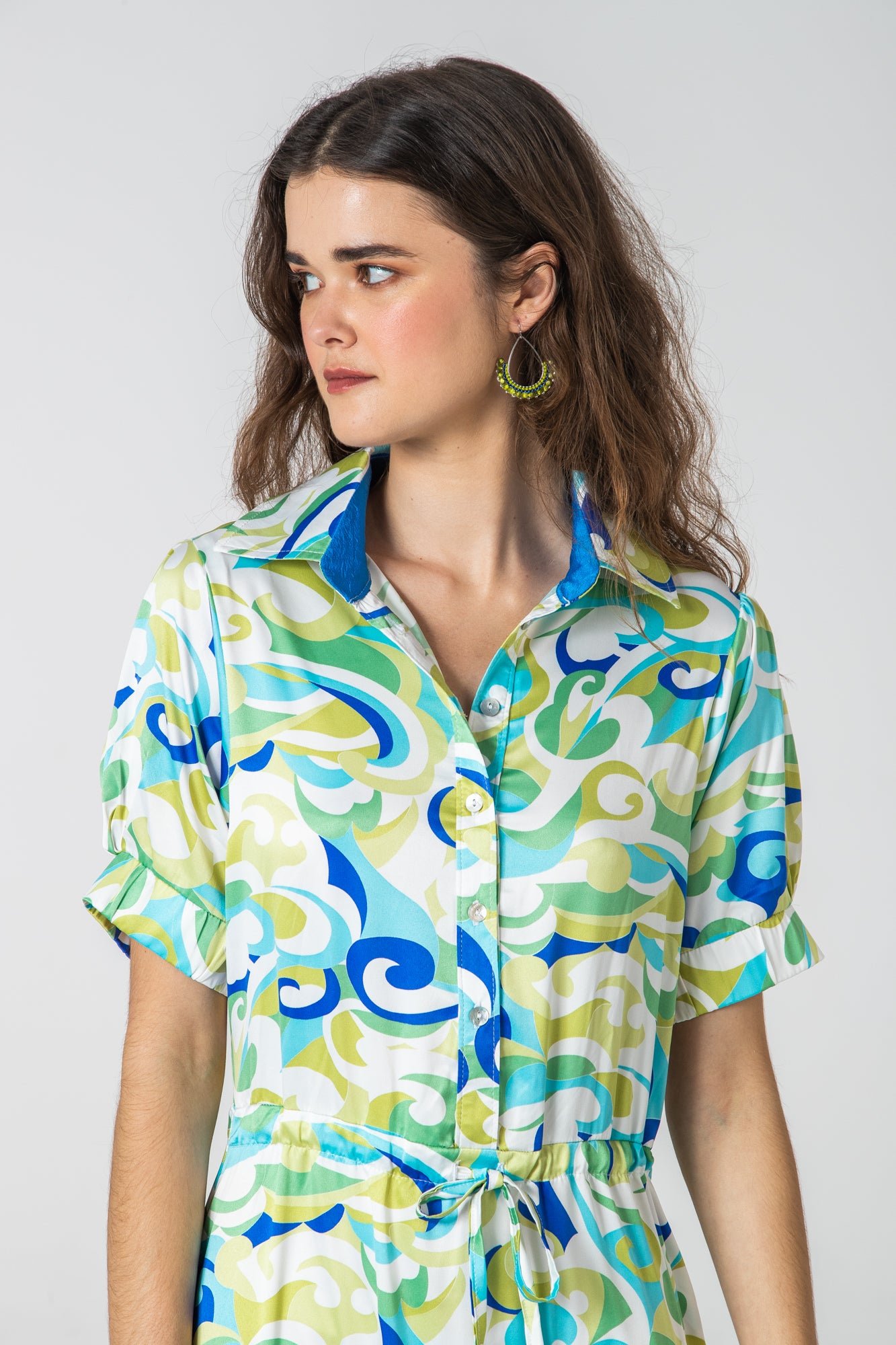Malaga Dress - Blue & Wild Lime