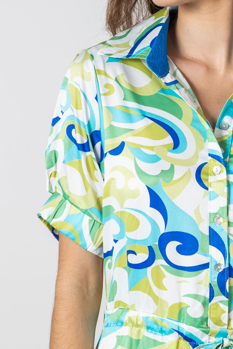 Malaga Dress - Blue & Wild Lime