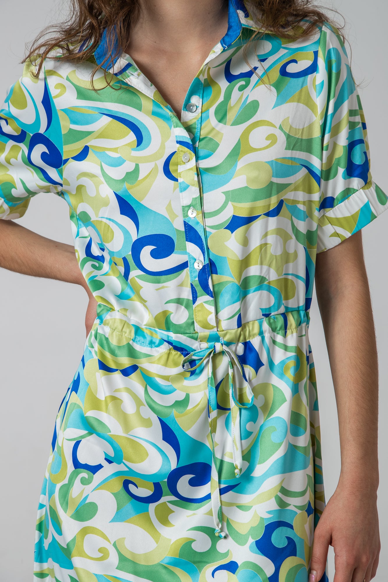 Malaga Dress - Blue & Wild Lime