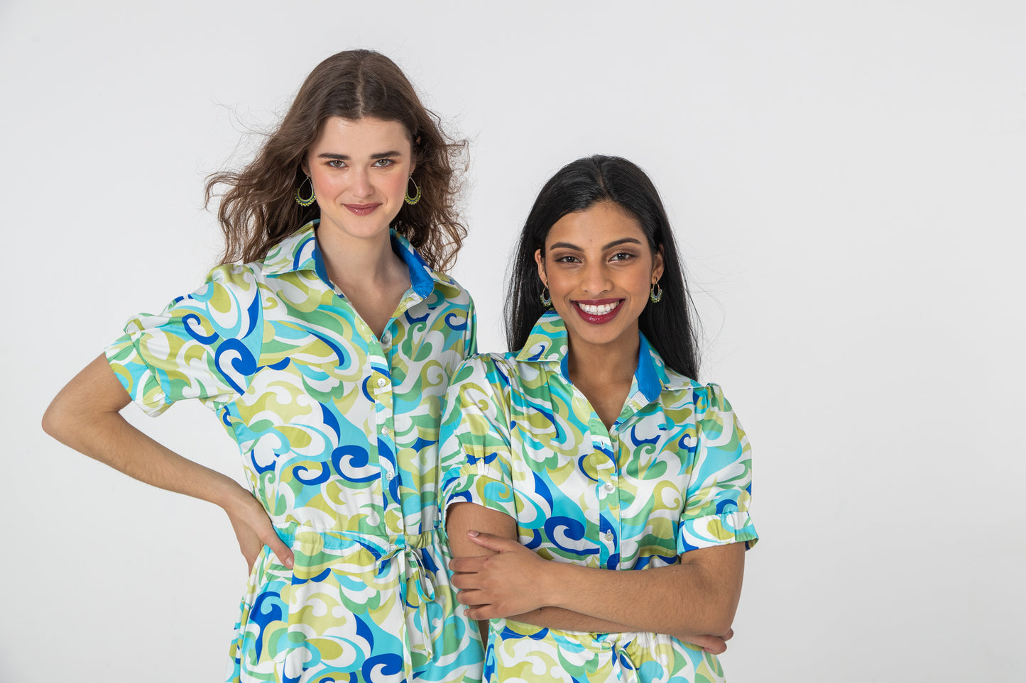 Malaga Dress - Blue & Wild Lime
