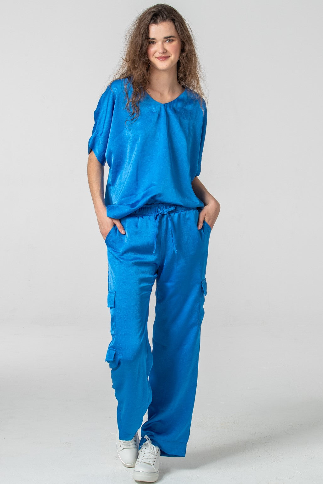 Sydney Wide Leg Cargo Pant - Blue