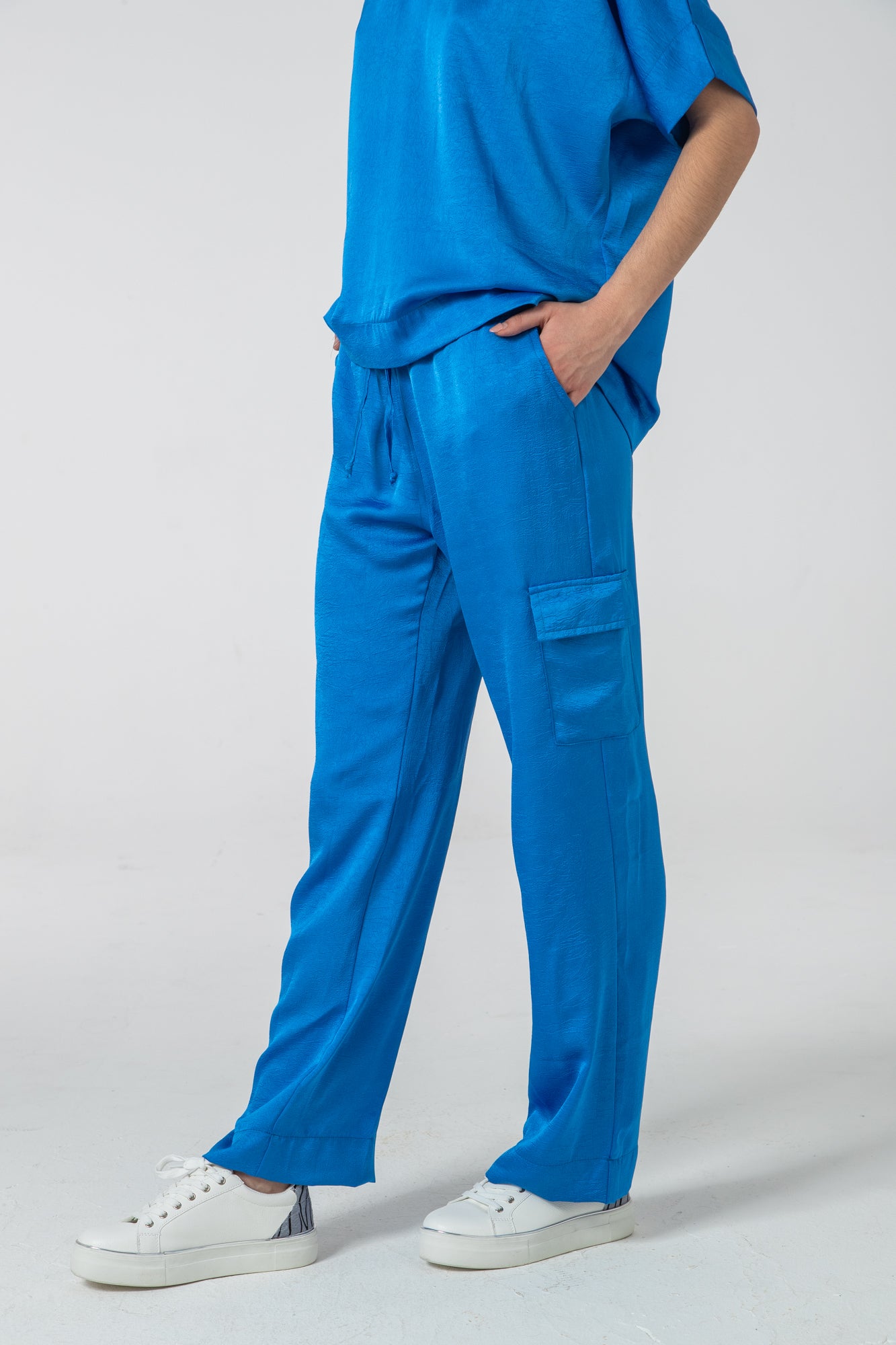 Sydney Wide Leg Cargo Pant - Blue