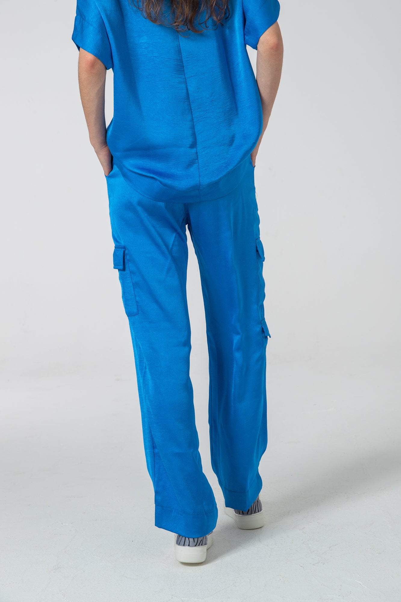 Sydney Wide Leg Cargo Pant - Blue