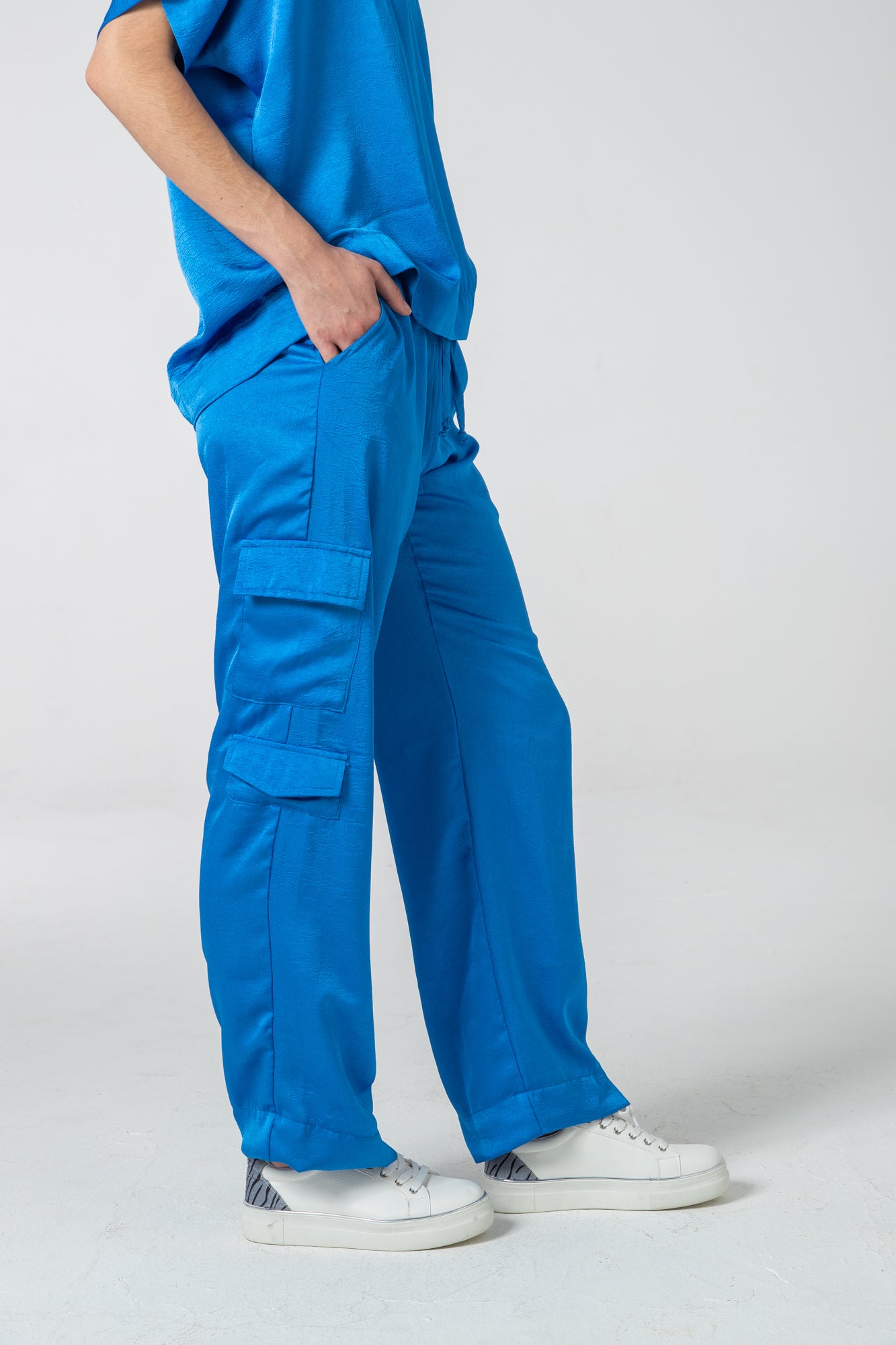 Sydney Wide Leg Cargo Pant - Blue