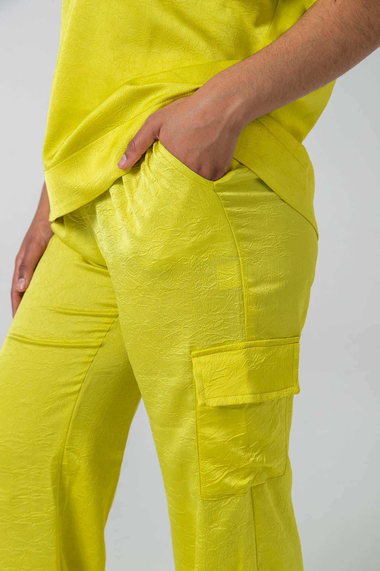 Sydney Wide Leg Cargo Pant - Wild Lime