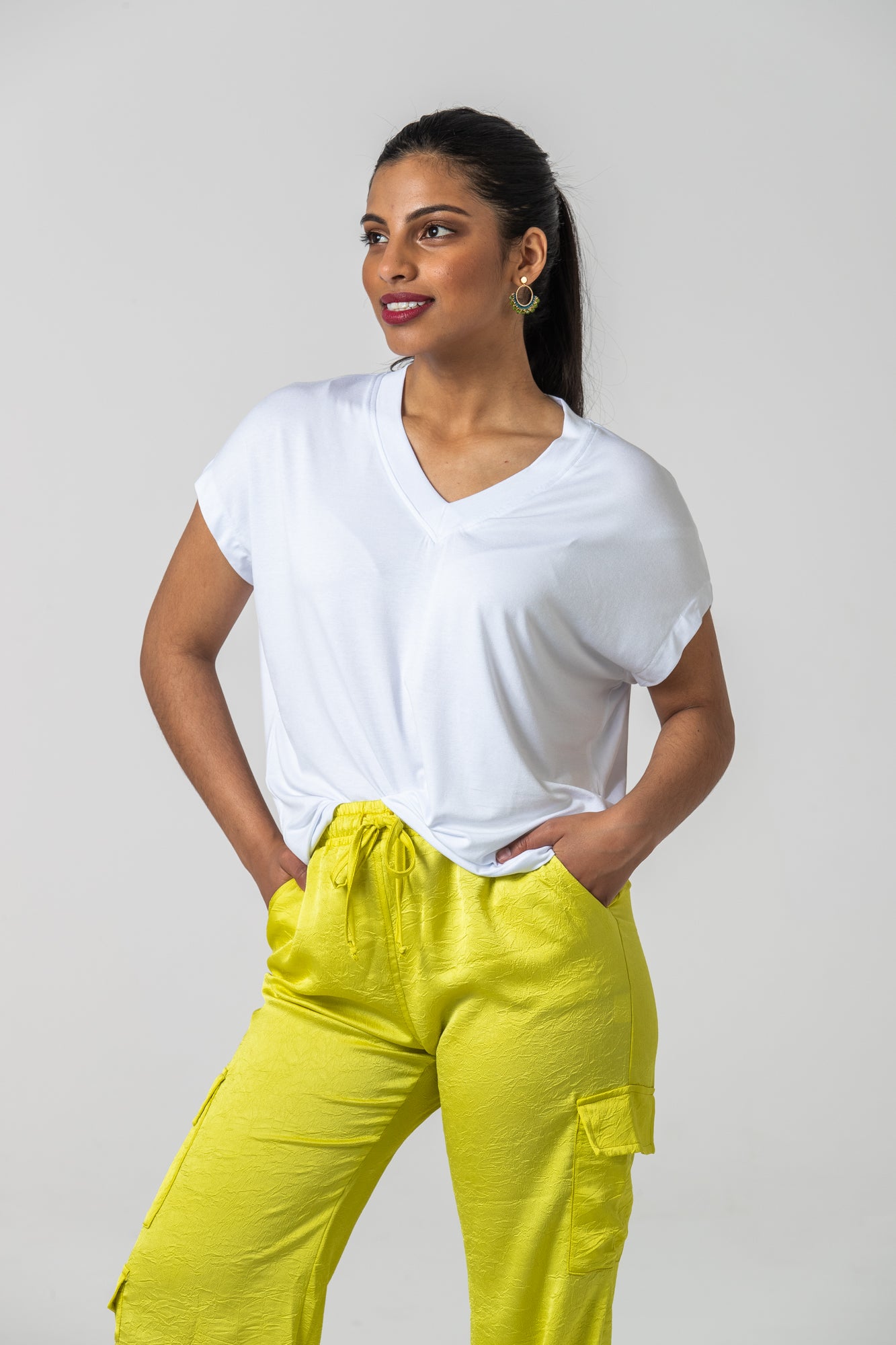 Corfu Summer V-Neck Tee - White