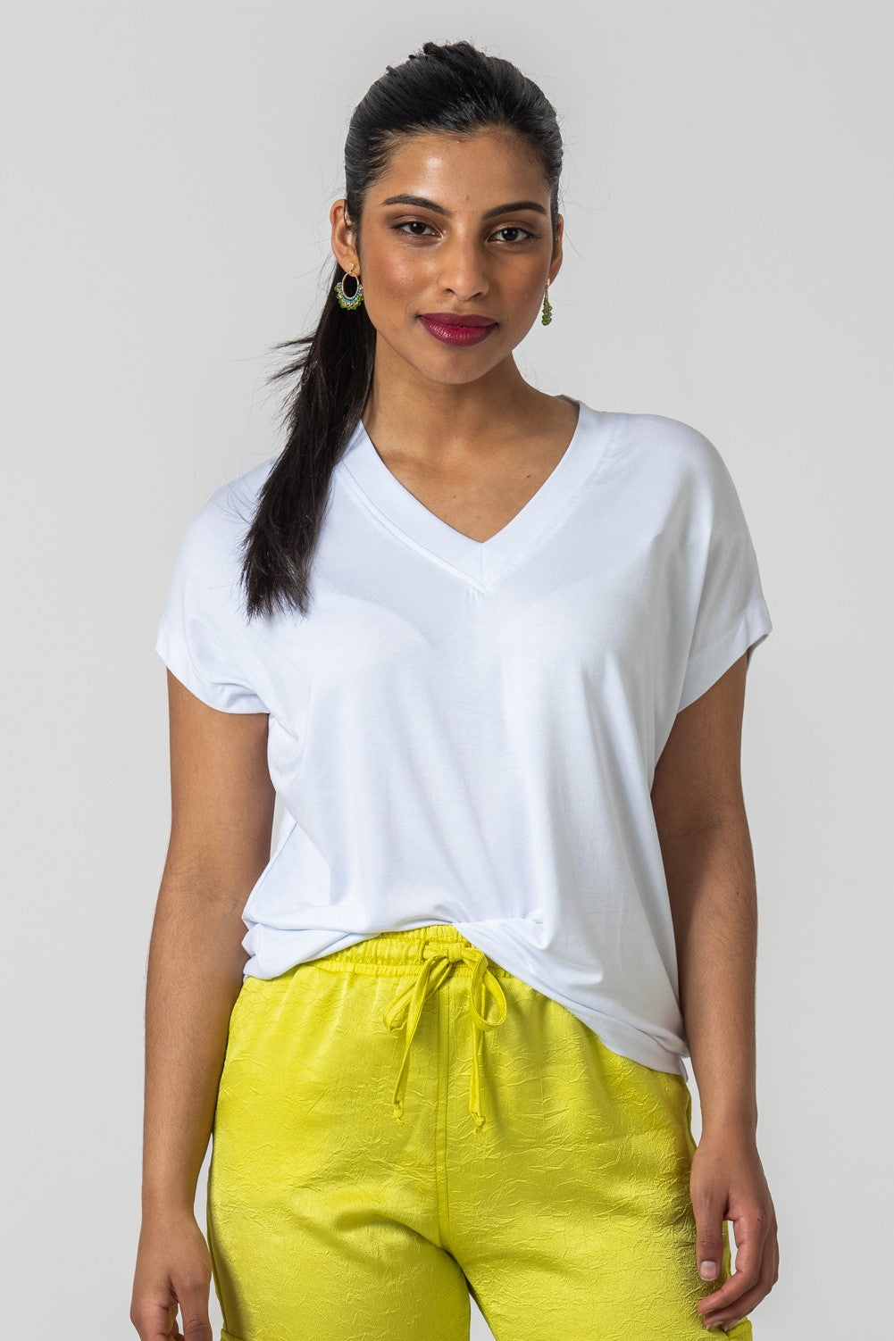 Corfu Summer V-Neck Tee - White