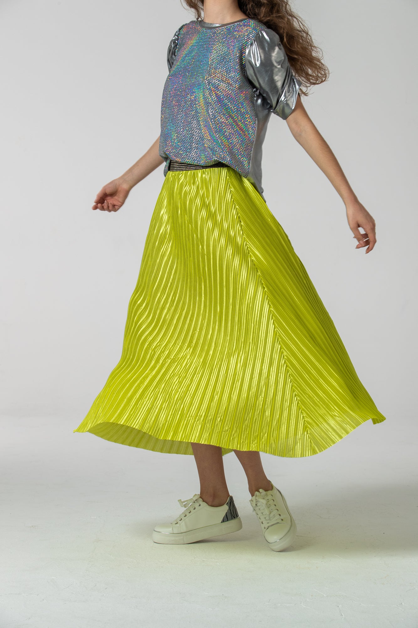 Lisbon pleated skirt - Wild Lime